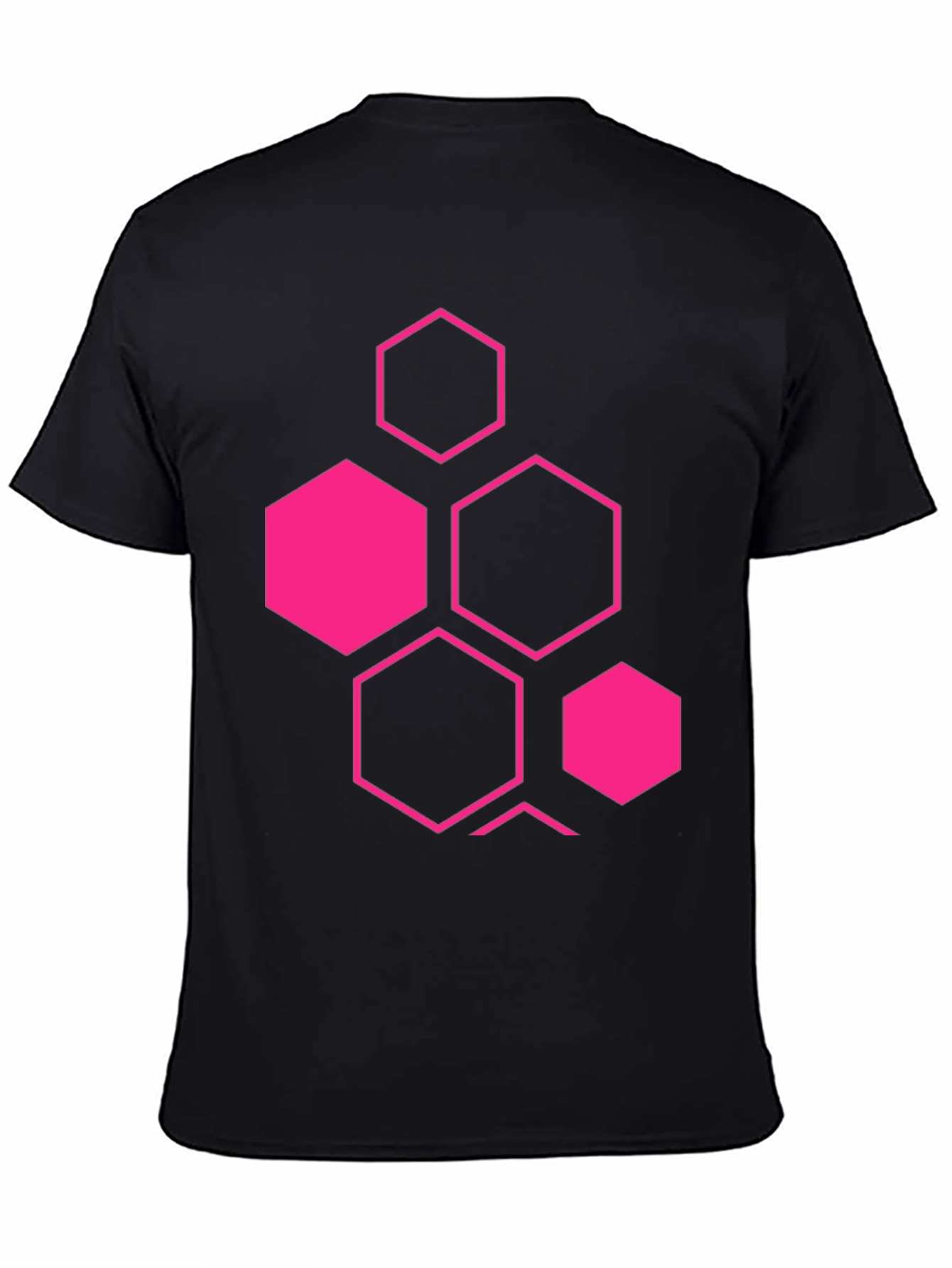 Geometric Hexagon Graphic Black T-Shirt