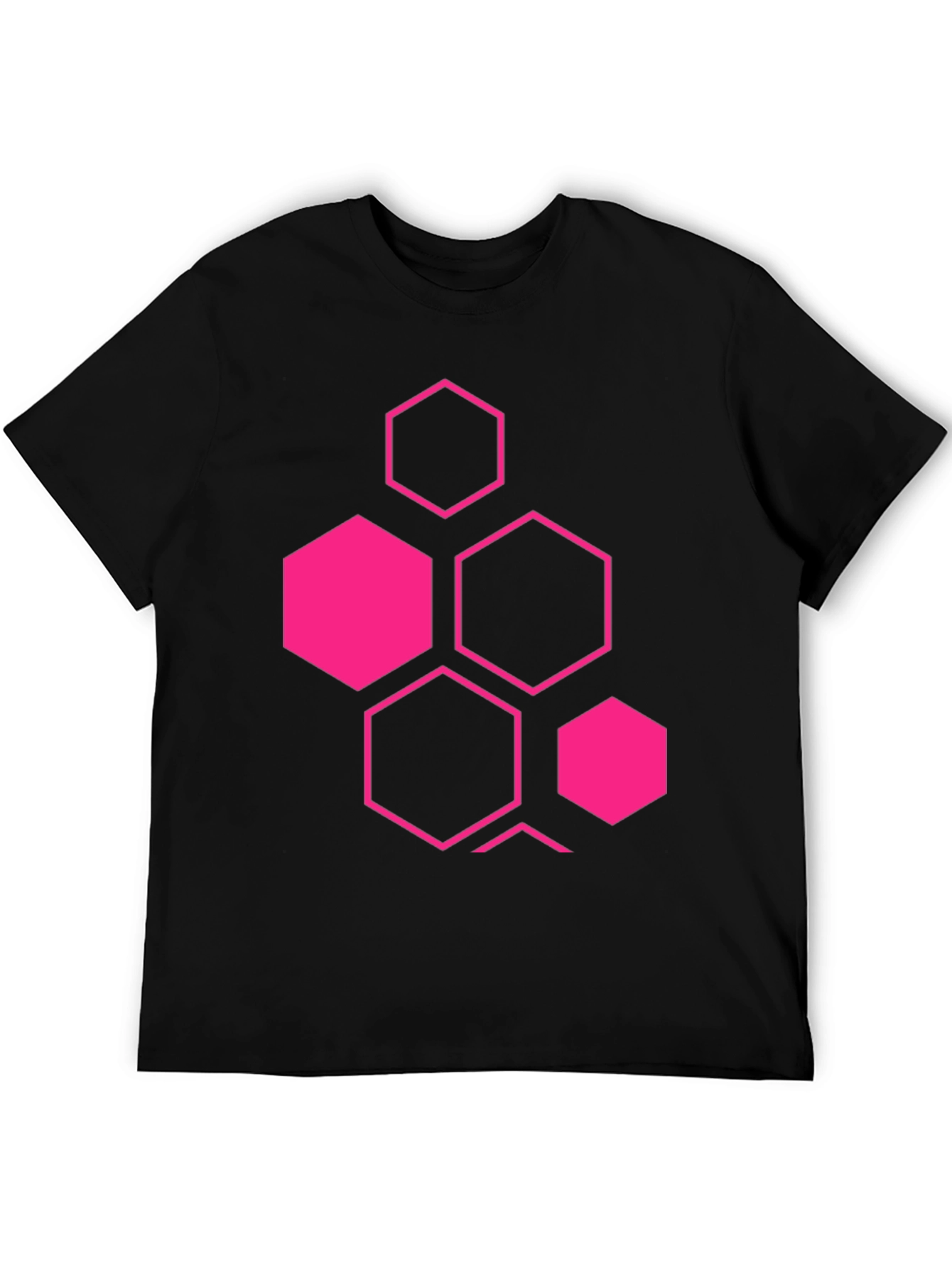 Geometric Hexagon Graphic Black T-Shirt