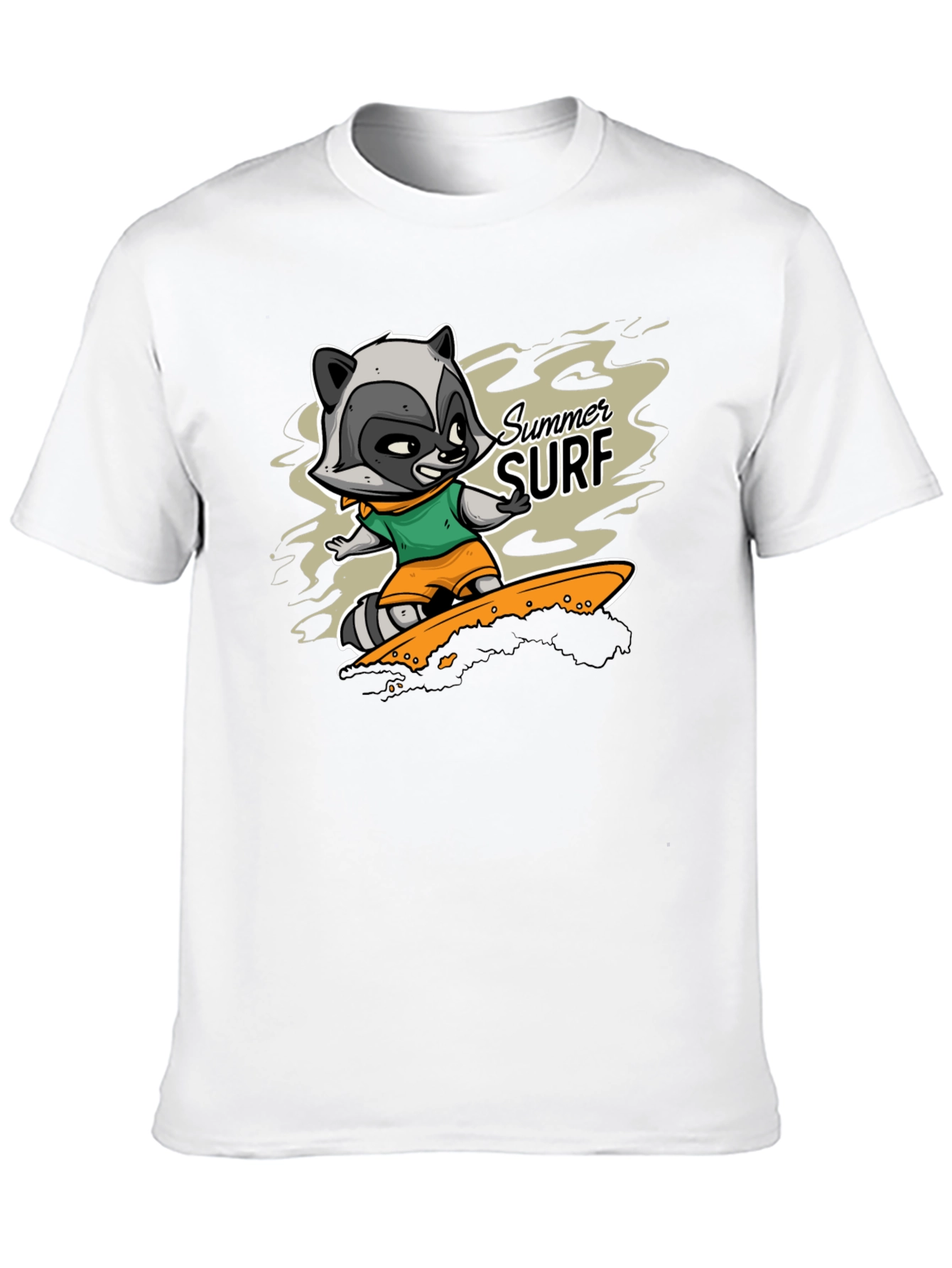 Raccoon Summer Surf Graphic T-Shirt
