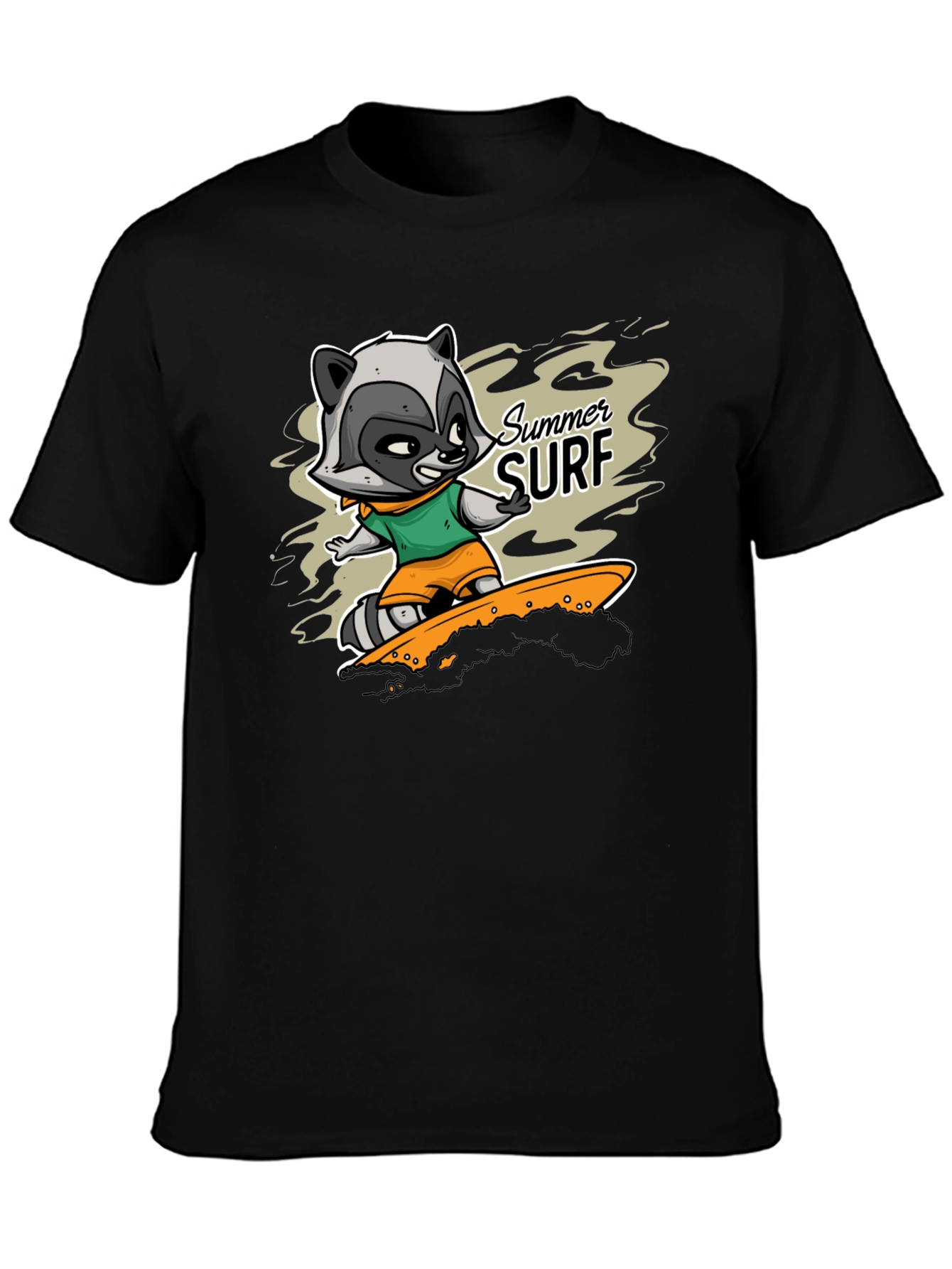 Raccoon Summer Surf Graphic T-Shirt