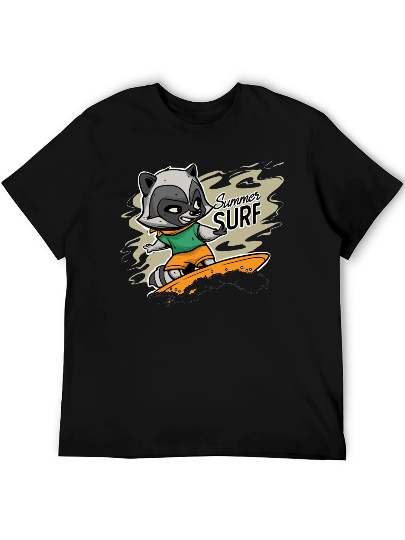 Raccoon Summer Surf Graphic T-Shirt
