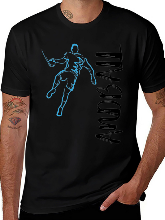 Handball Player Graphic Tee - Black Cotton T-Shirt