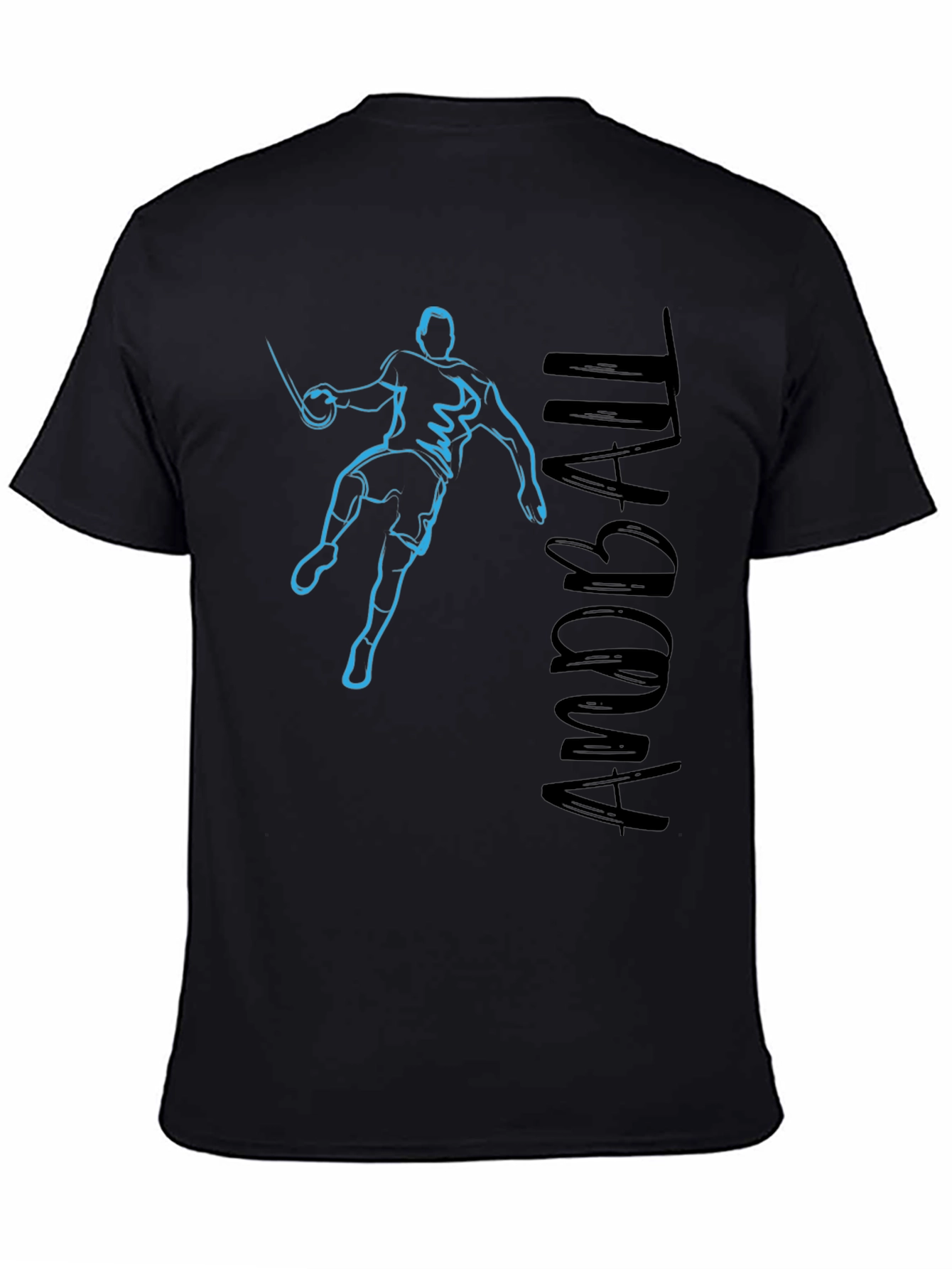 Handball Player Graphic Tee - Black Cotton T-Shirt