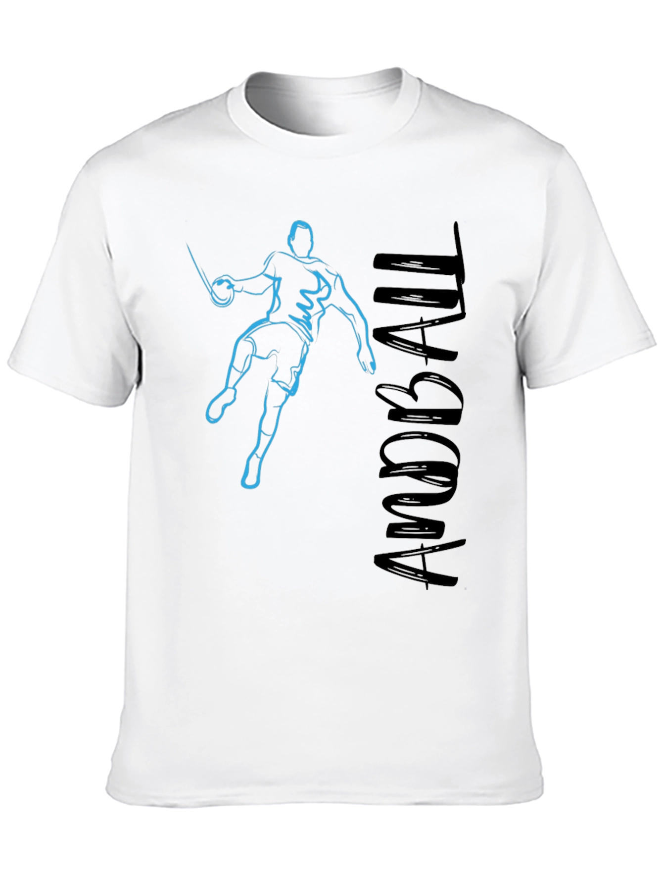 Handball Player Graphic Tee - Black Cotton T-Shirt