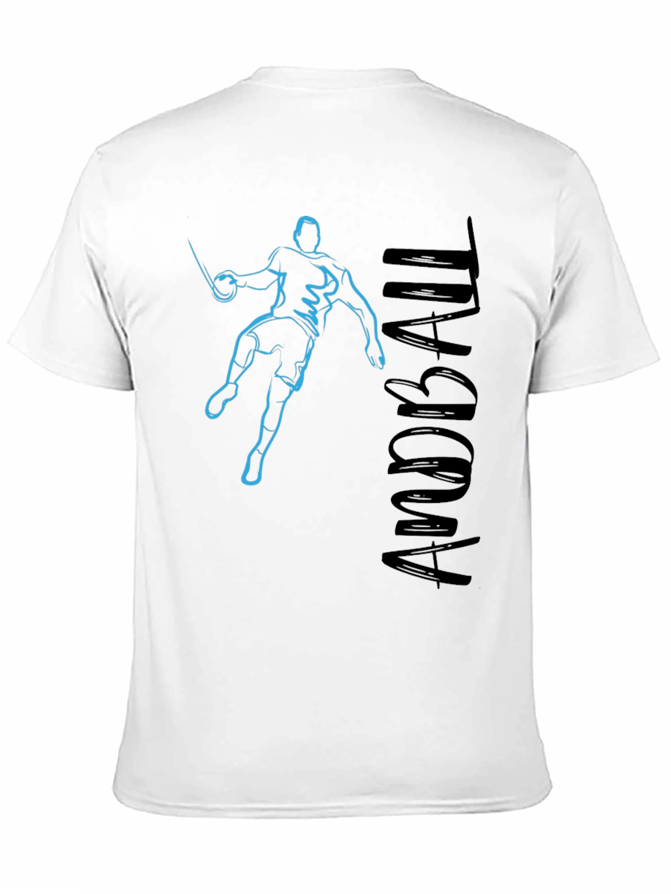 Handball Player Graphic Tee - Black Cotton T-Shirt