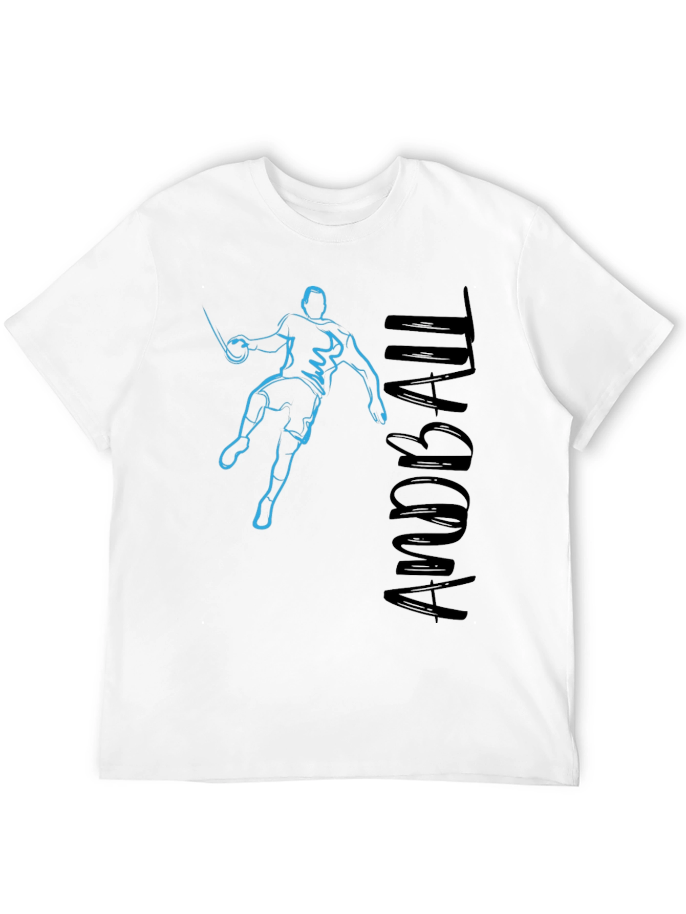 Handball Player Graphic Tee - Black Cotton T-Shirt