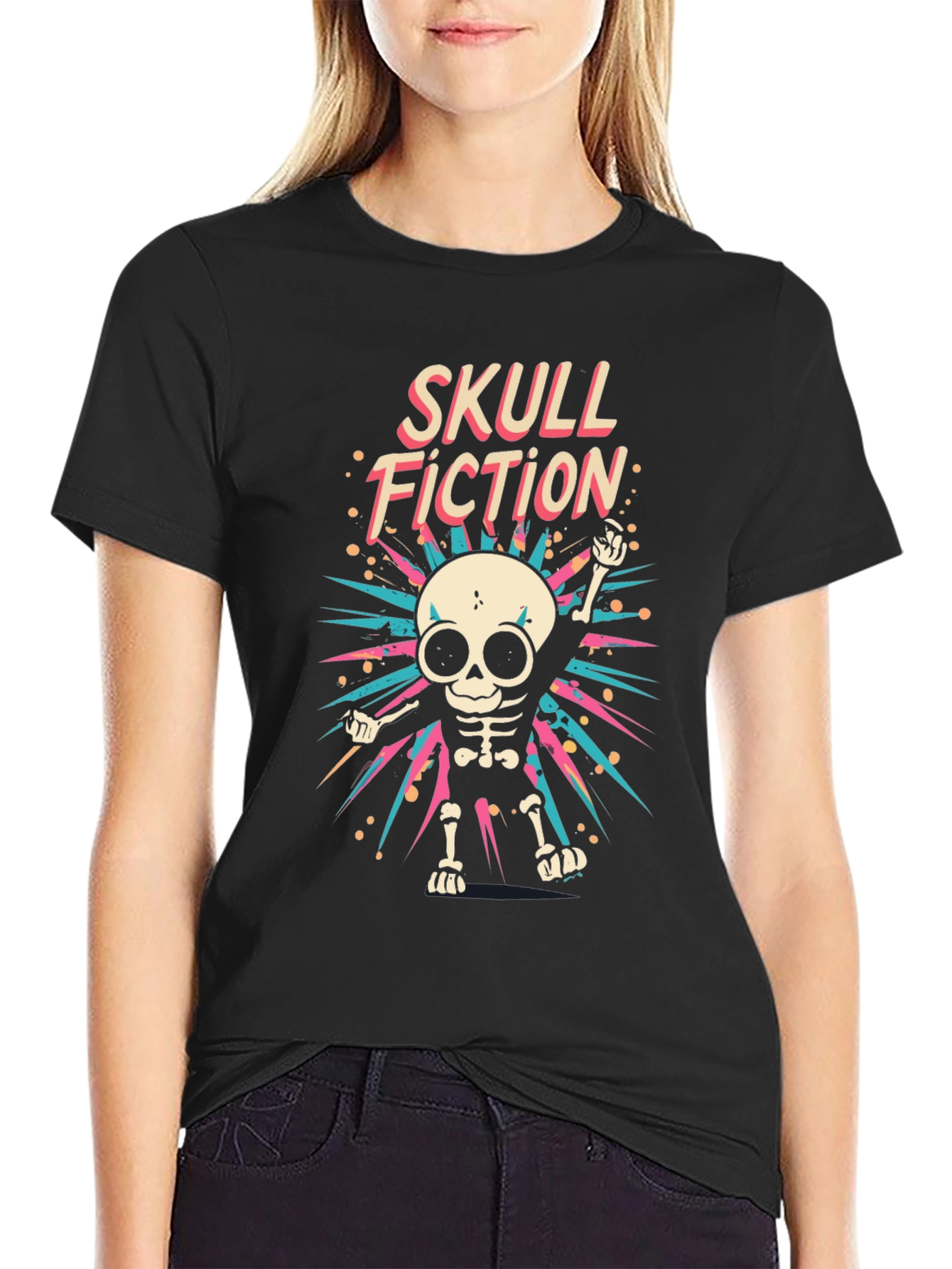 Skull Fiction Graphic Tee - Mens Black T-Shirt