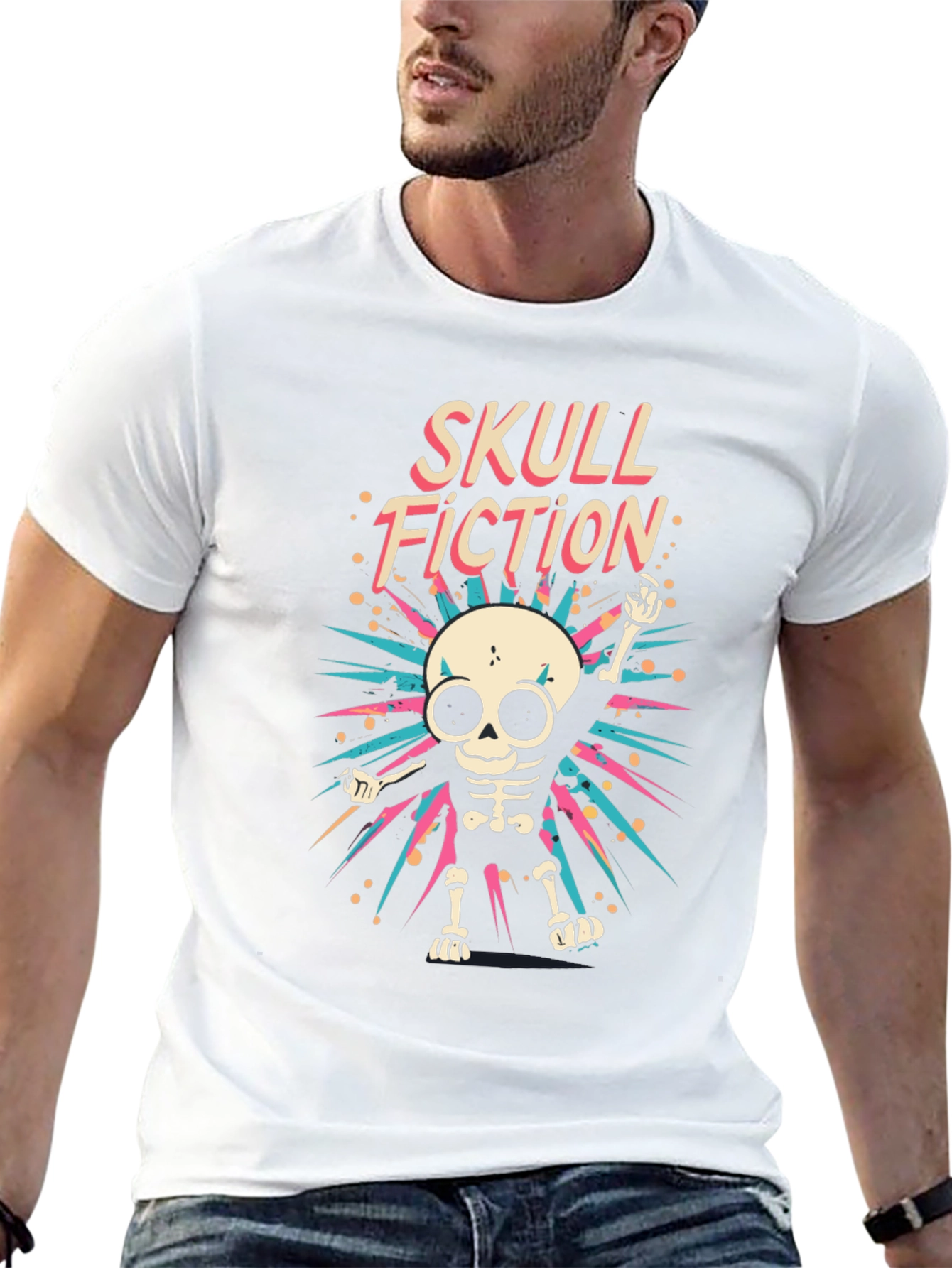 Skull Fiction Graphic Tee - Mens Black T-Shirt