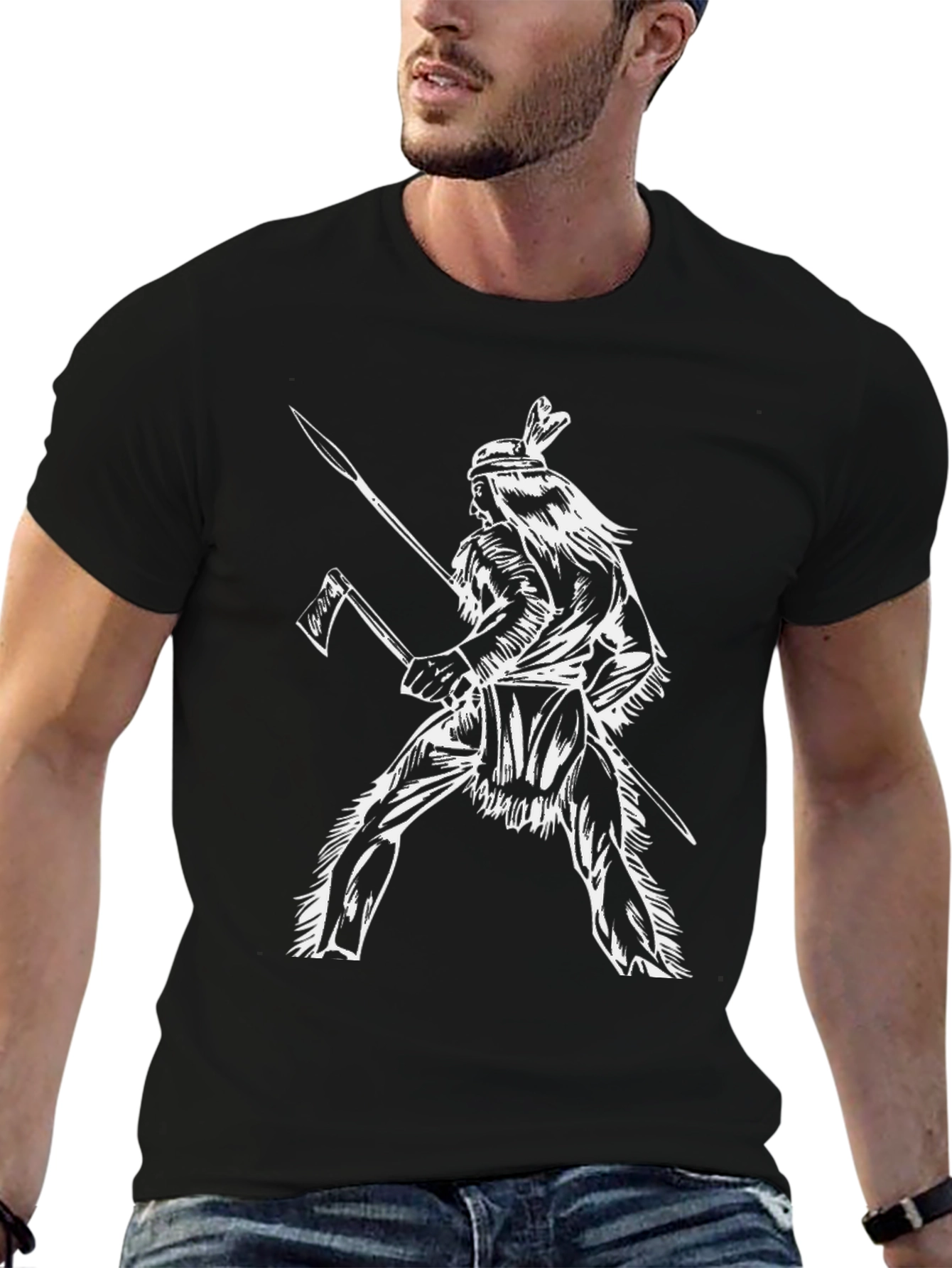 Native American Warrior Graphic T-Shirt