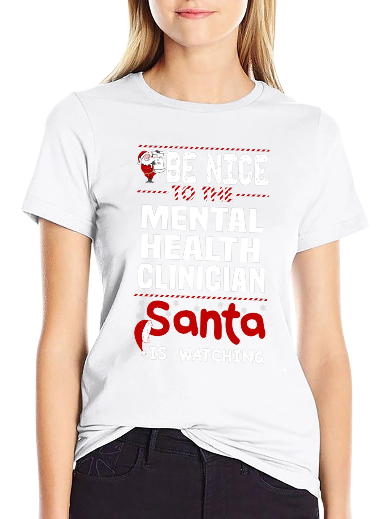 Be Nice Mental Health Clinician Santa T-Shirt