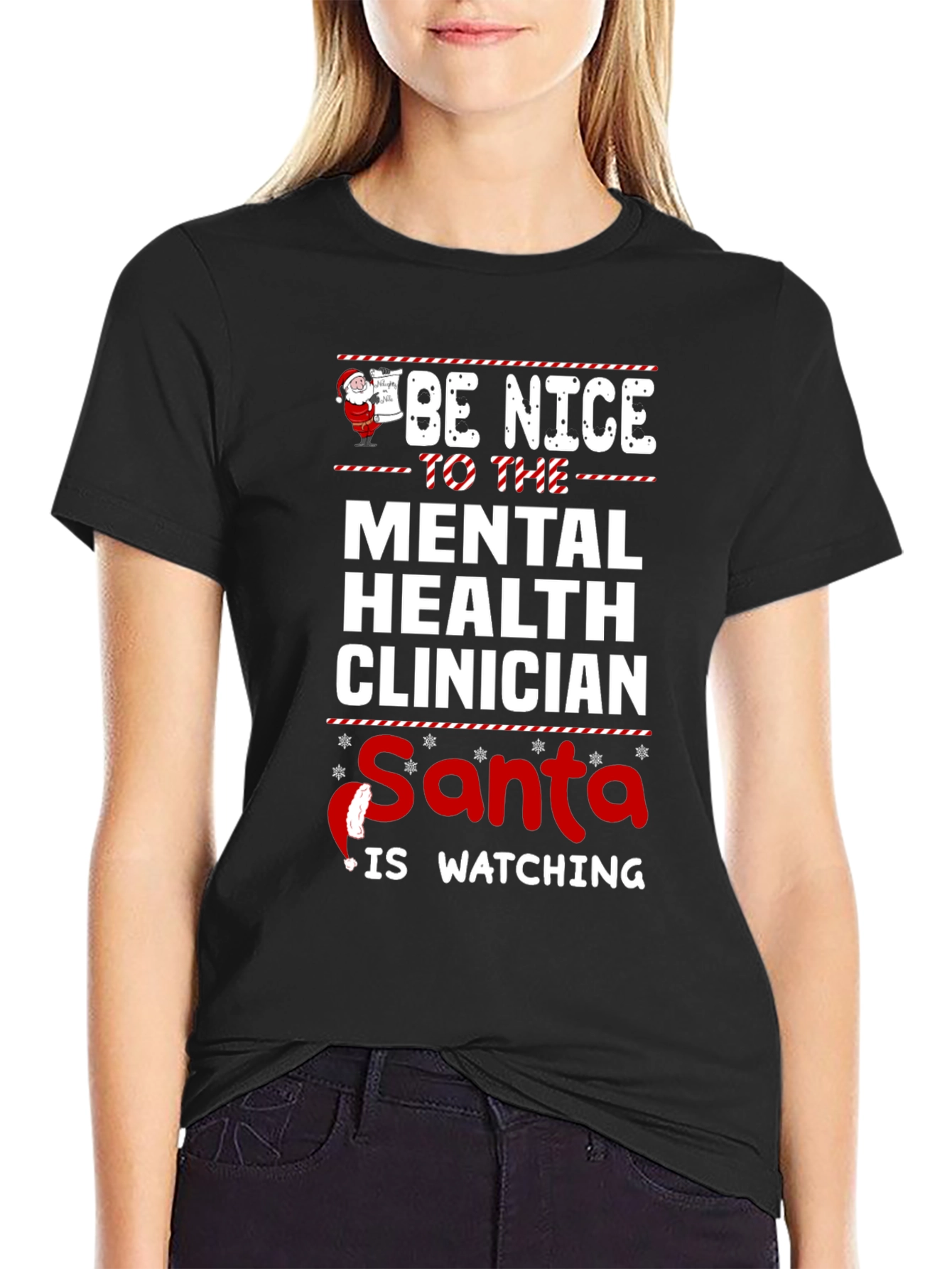 Be Nice Mental Health Clinician Santa T-Shirt