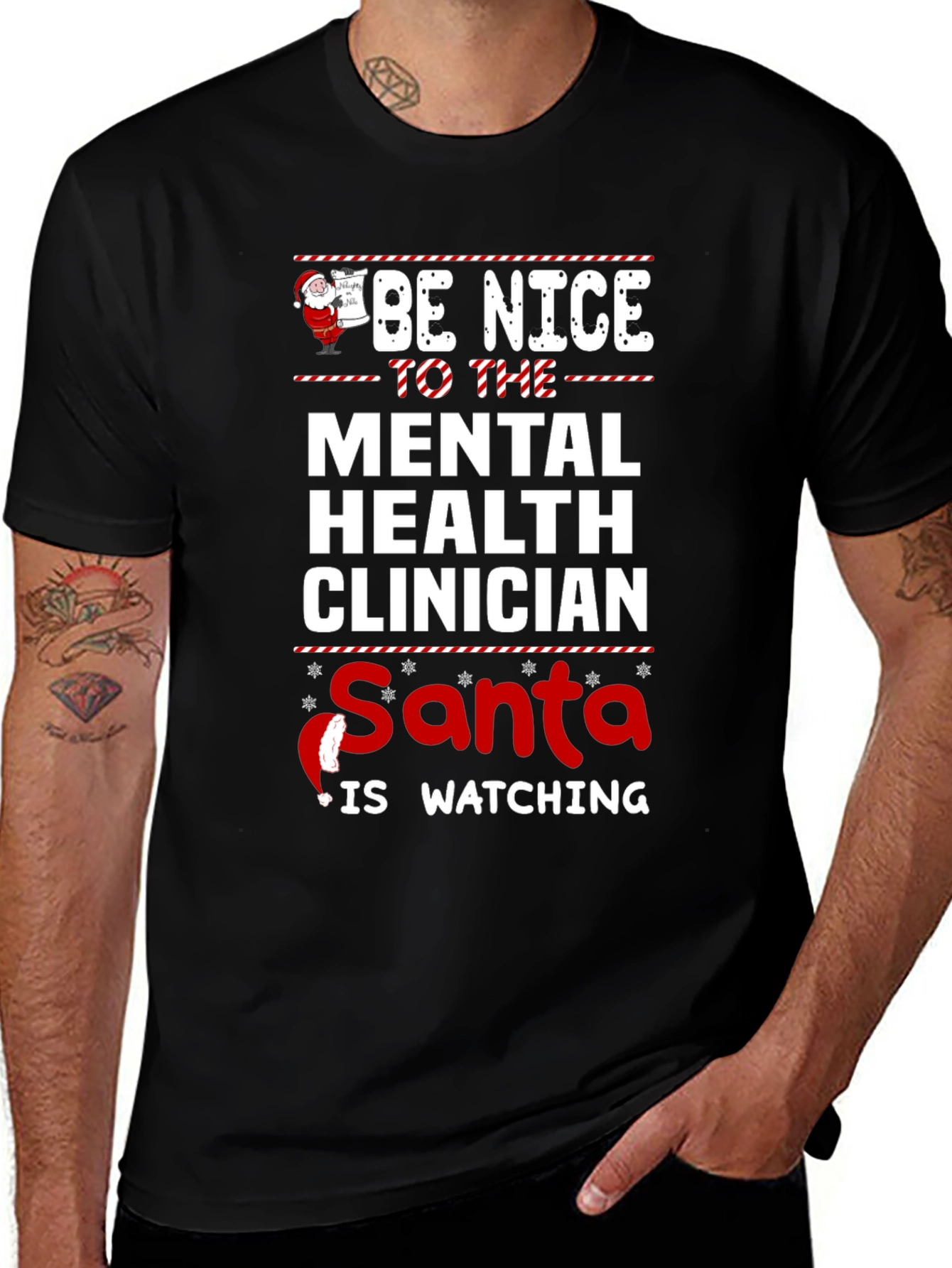 Be Nice Mental Health Clinician Santa T-Shirt