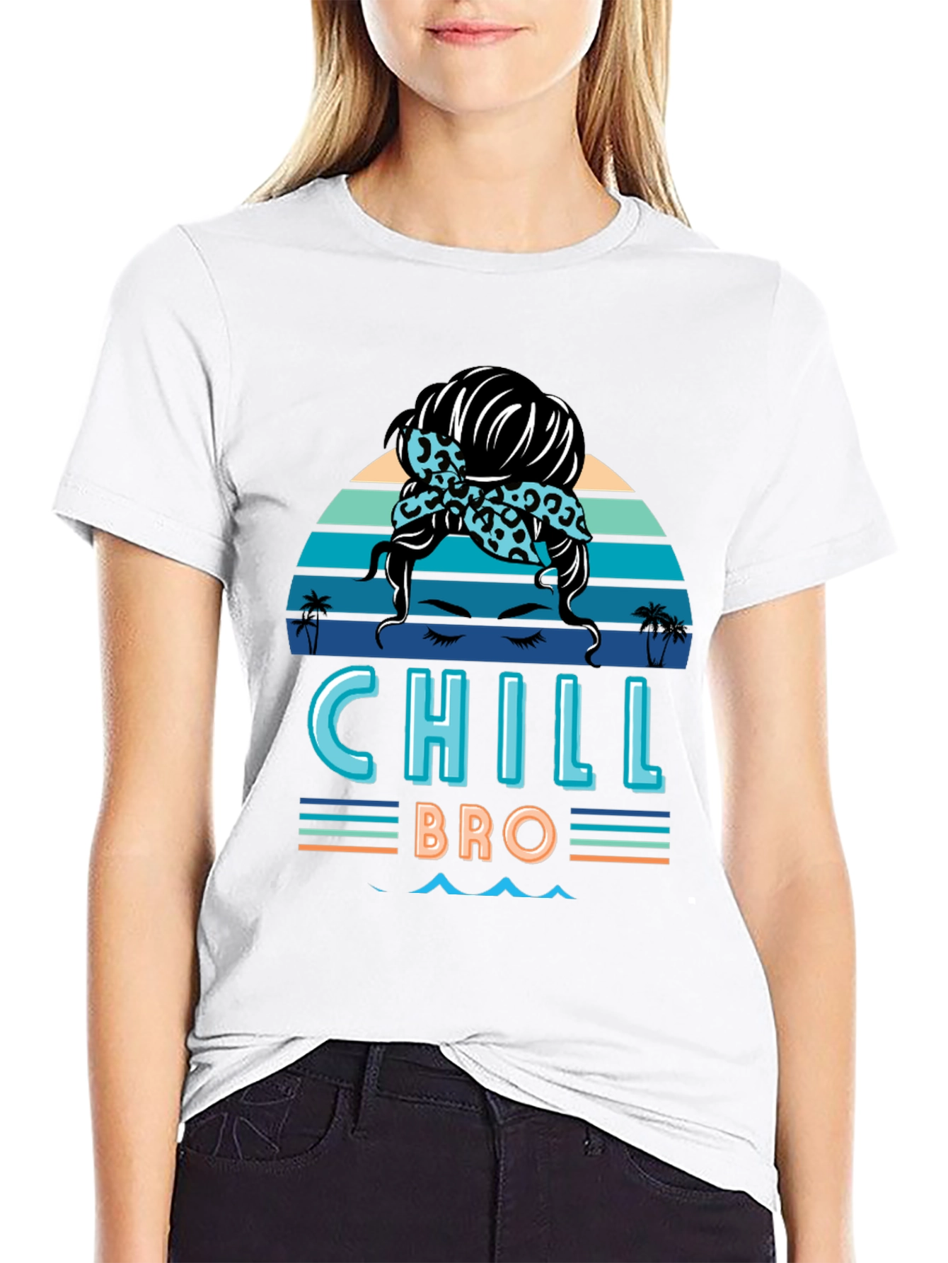 Chill Bro Messy Bun T-Shirt - Relaxed Beach Vibes