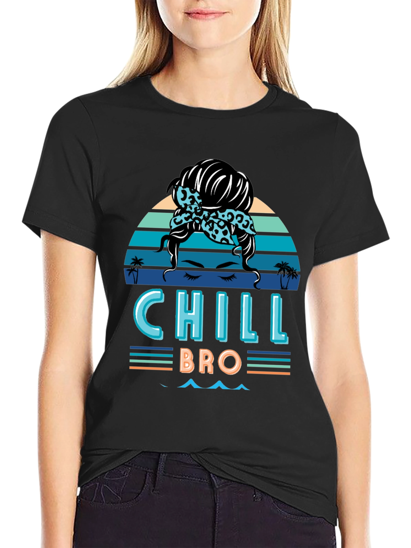 Chill Bro Messy Bun T-Shirt - Relaxed Beach Vibes