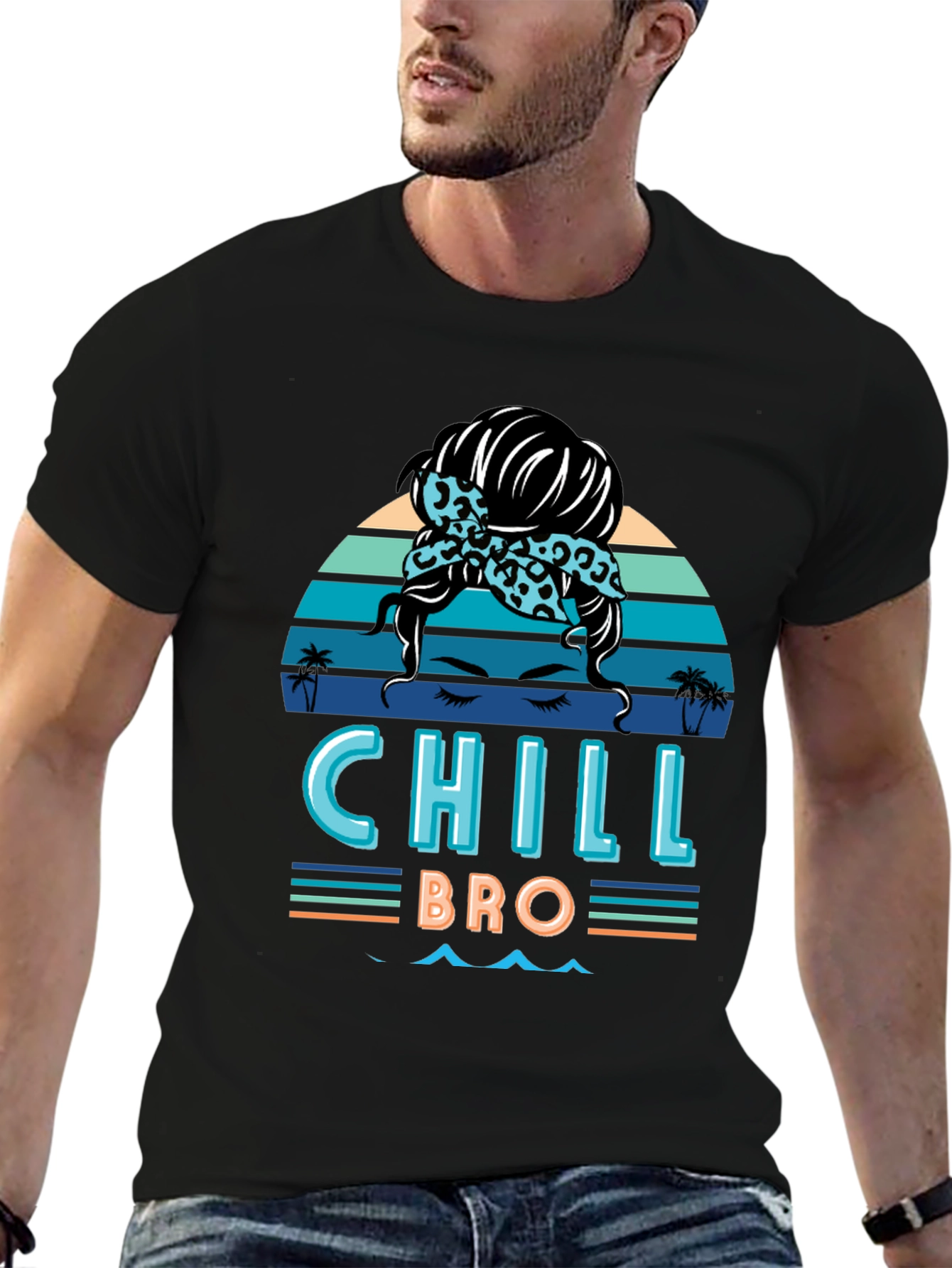 Chill Bro Messy Bun T-Shirt - Relaxed Beach Vibes