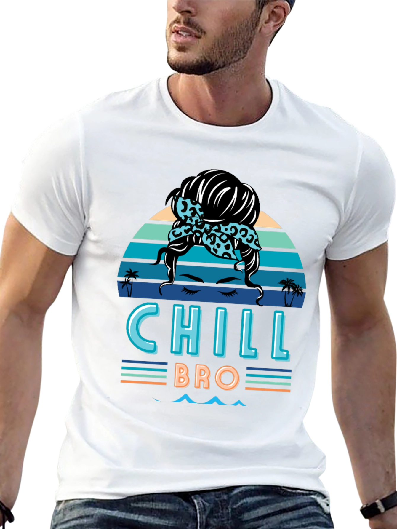Chill Bro Messy Bun T-Shirt - Relaxed Beach Vibes