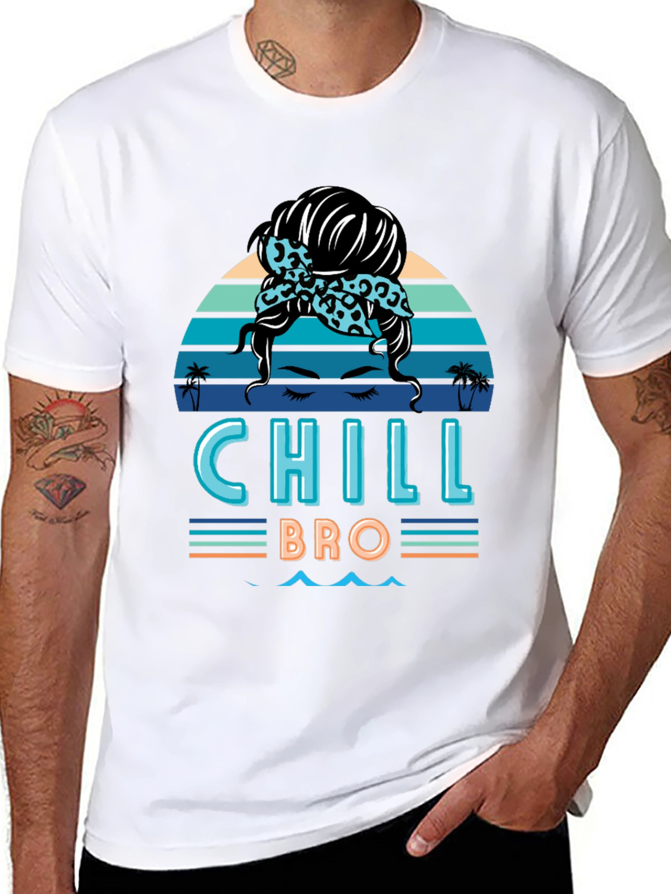 Chill Bro Messy Bun T-Shirt - Relaxed Beach Vibes