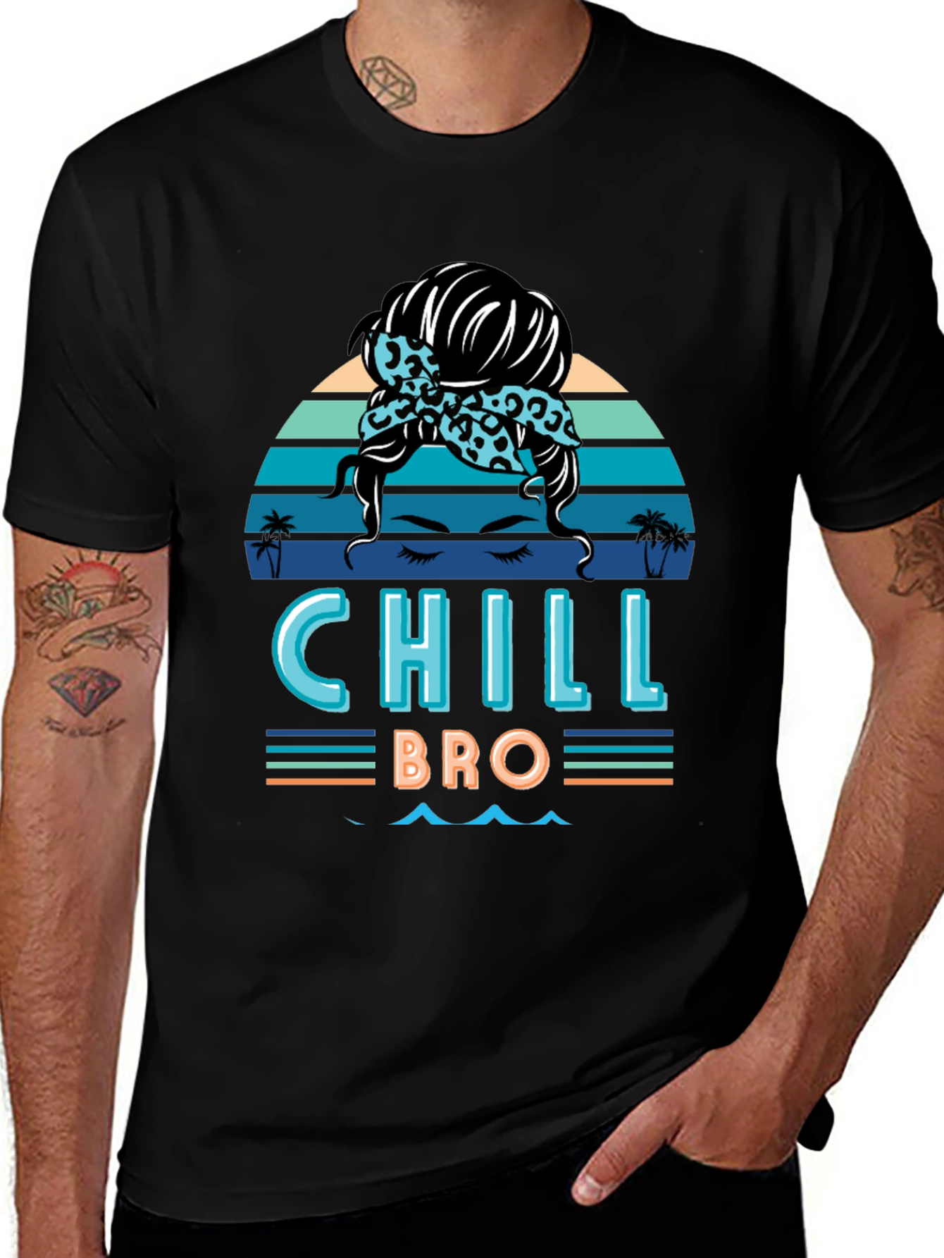 Chill Bro Messy Bun T-Shirt - Relaxed Beach Vibes