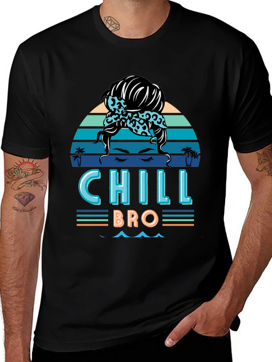 Chill Bro Messy Bun T-Shirt - Relaxed Beach Vibes