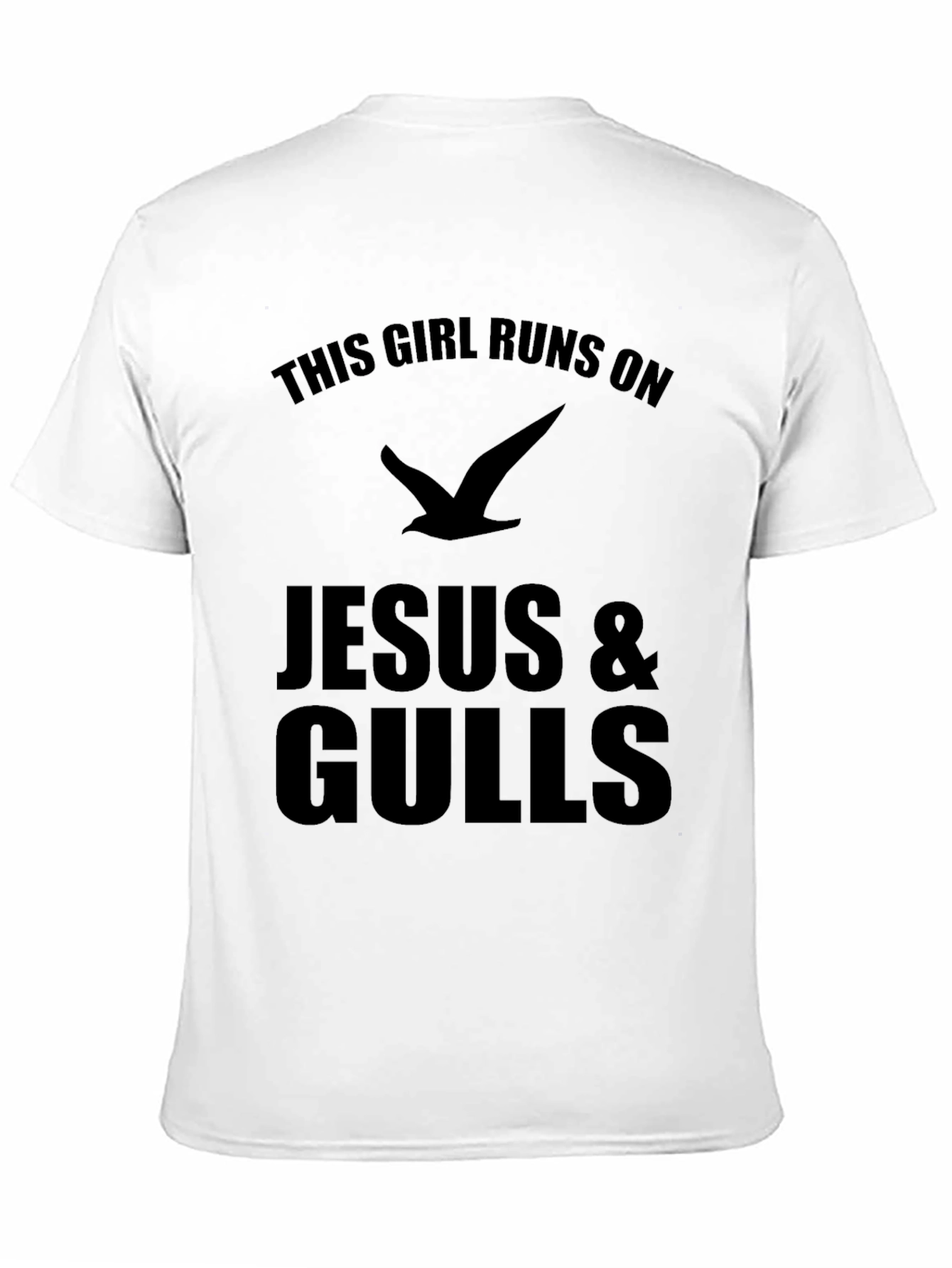 This Girl Runs on Jesus & Gulls Funny T-Shirt