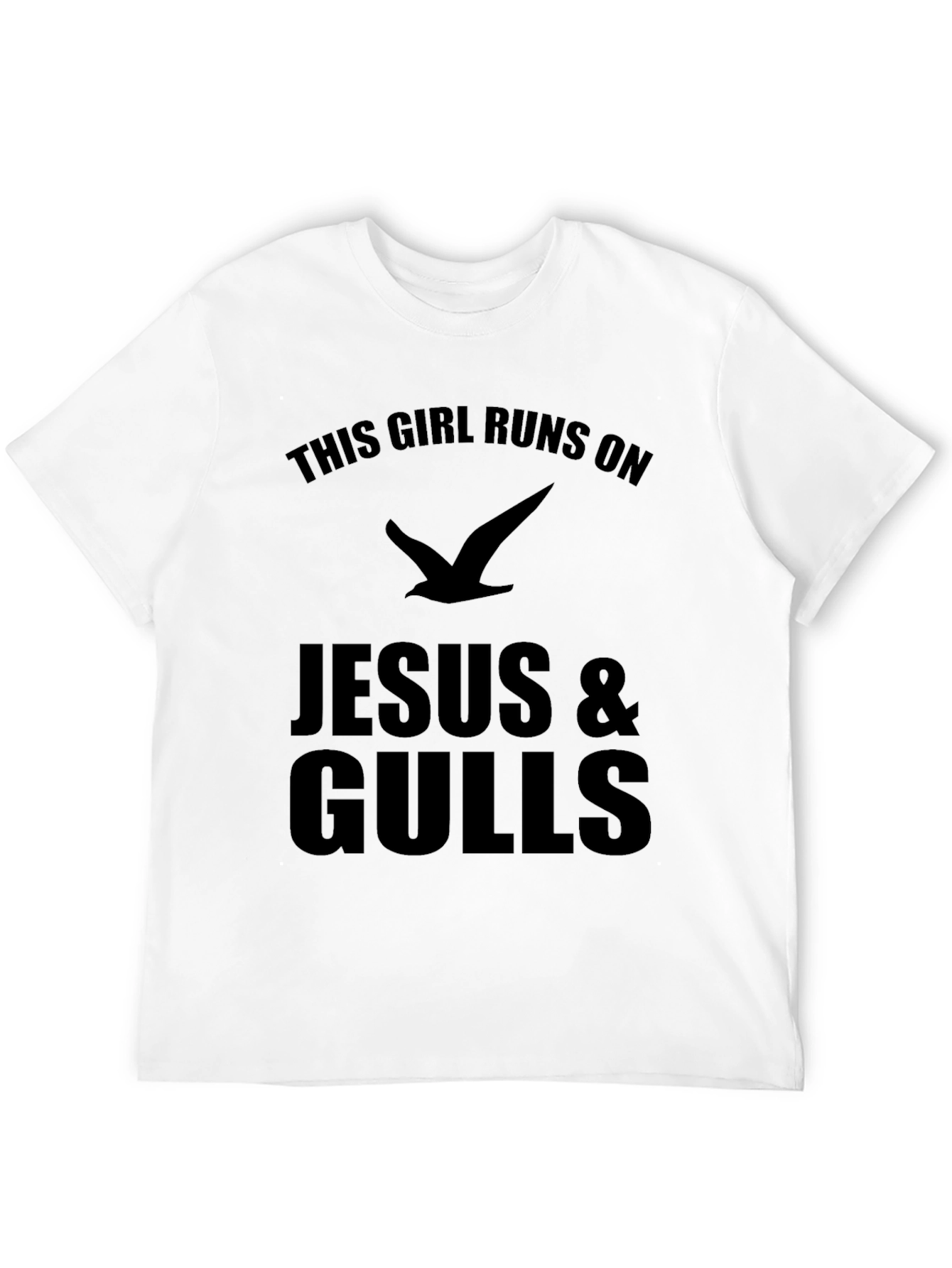 This Girl Runs on Jesus & Gulls Funny T-Shirt