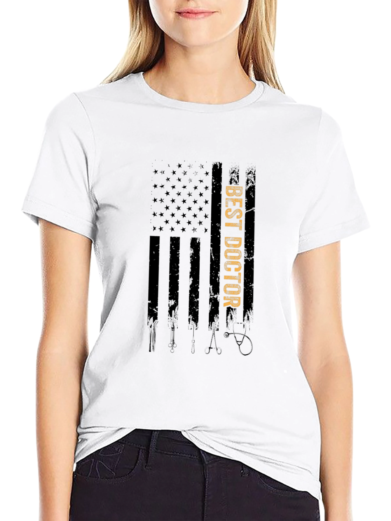Best Doctor USA Flag Graphic T-Shirt