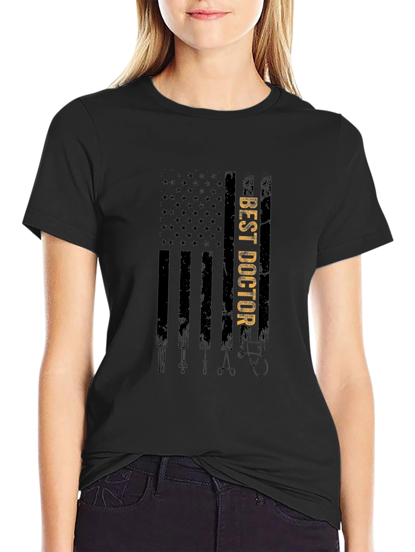 Best Doctor USA Flag Graphic T-Shirt