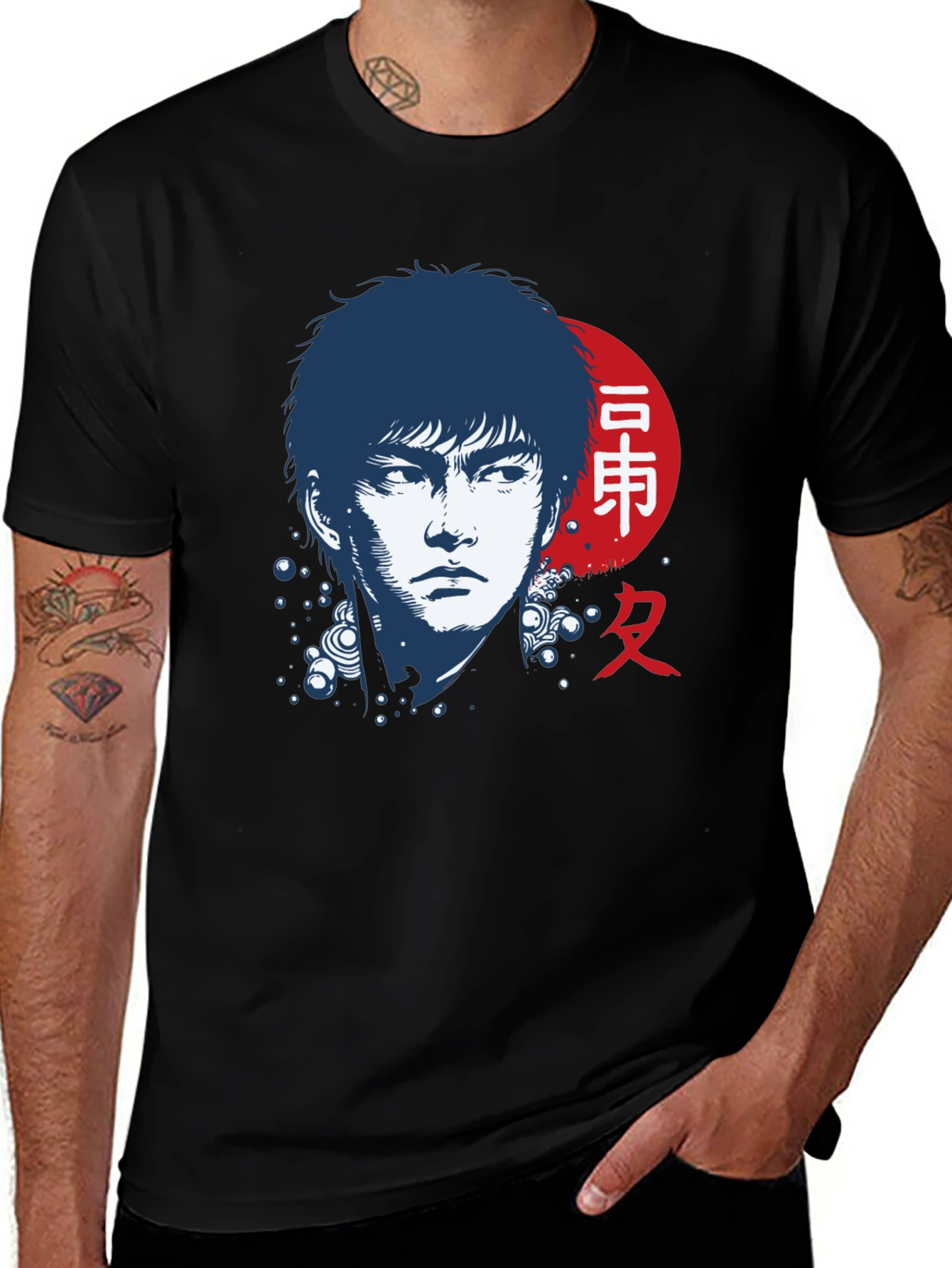 Japanese Art Style Black T-Shirt