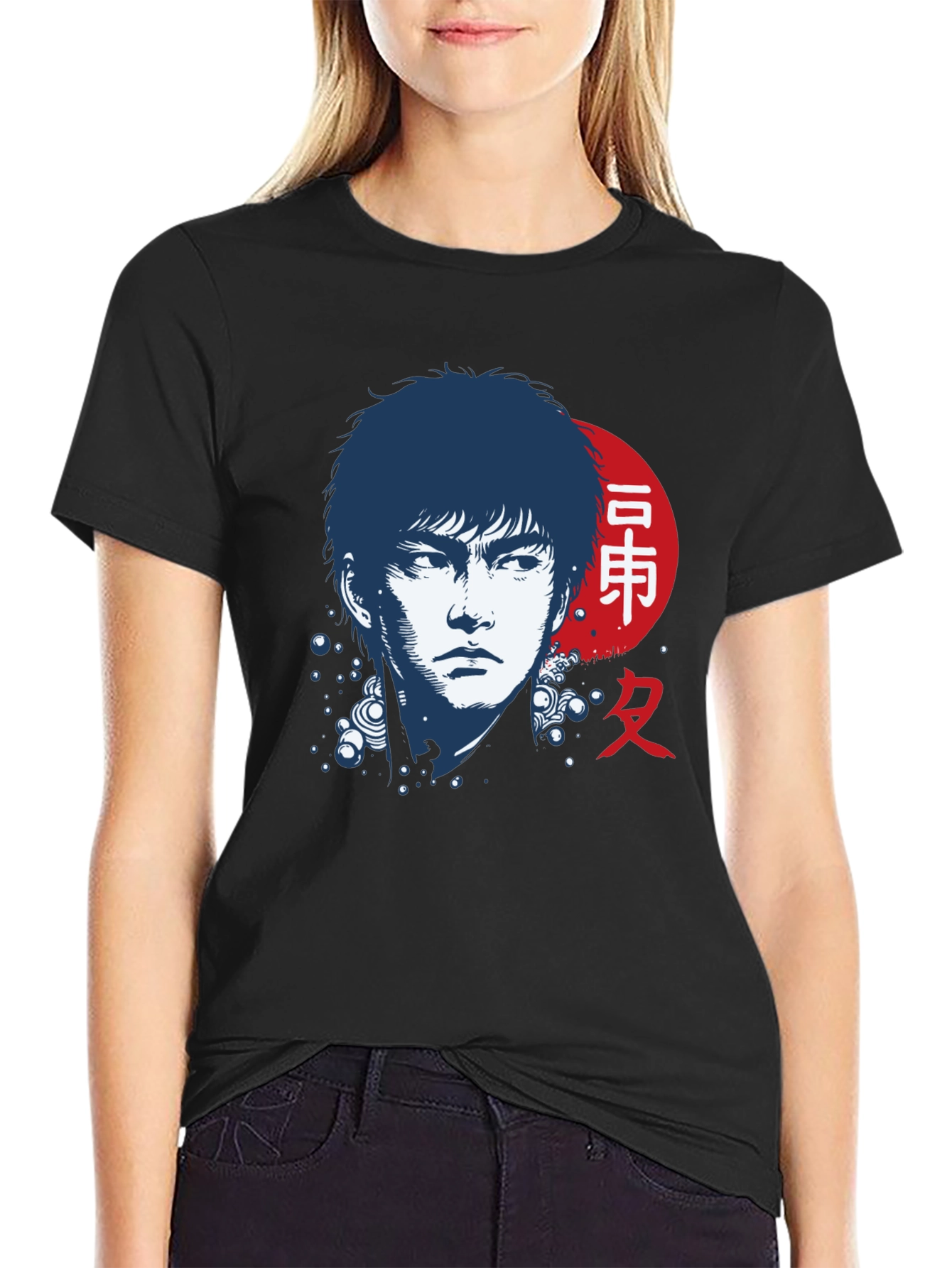 Japanese Art Style Black T-Shirt