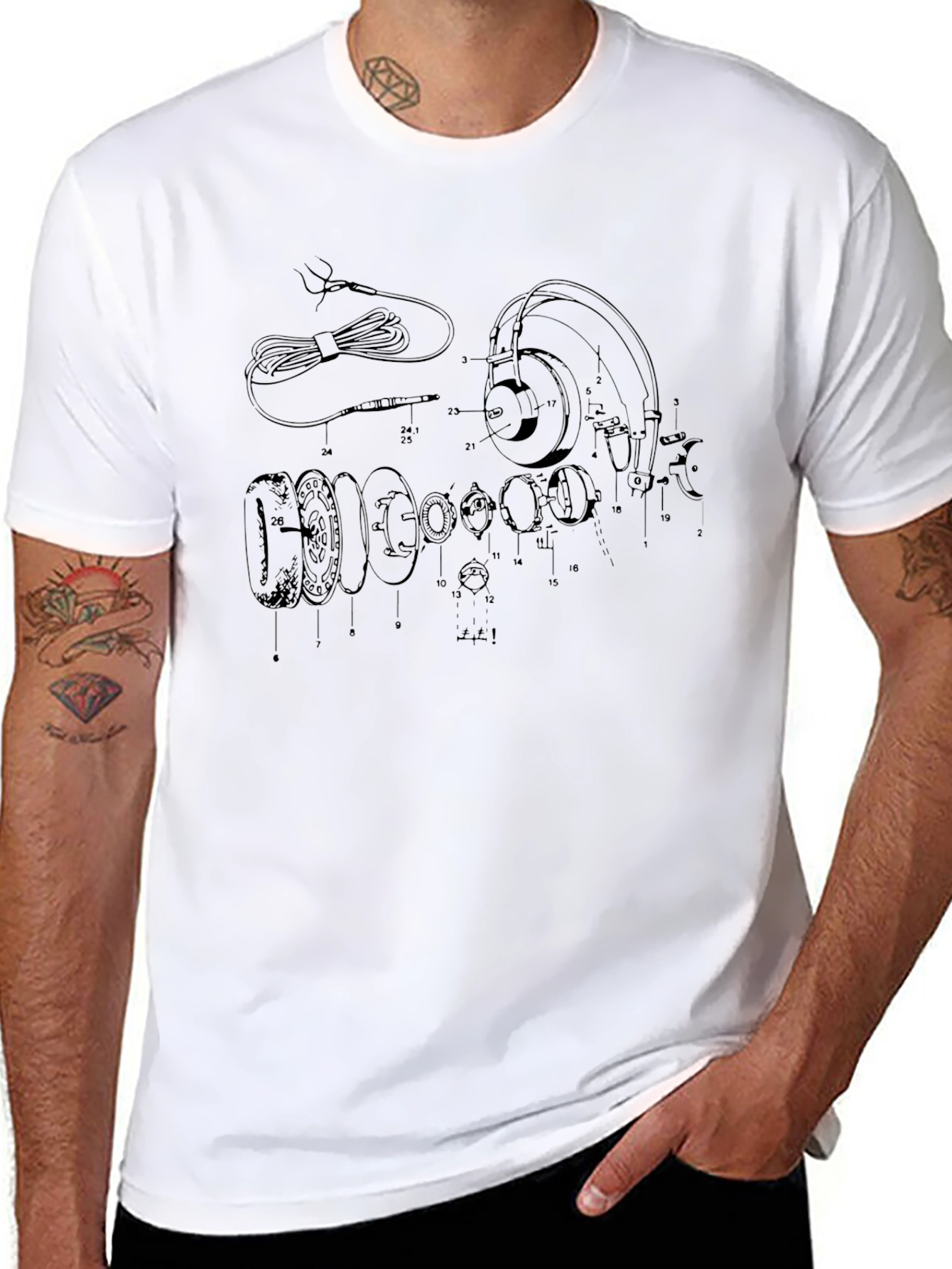 Headphone Schematic Black T-Shirt