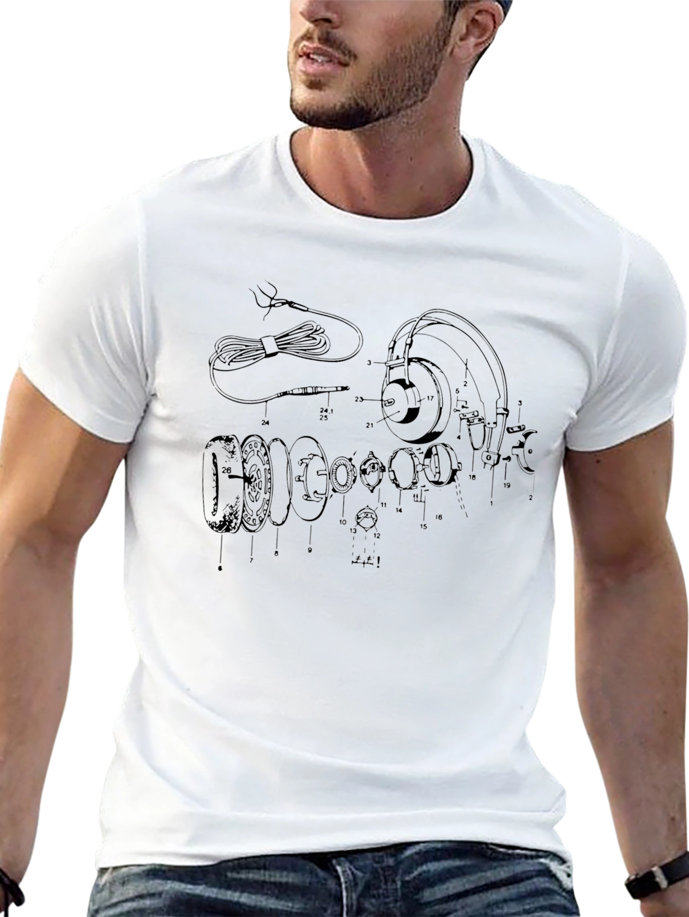 Headphone Schematic Black T-Shirt