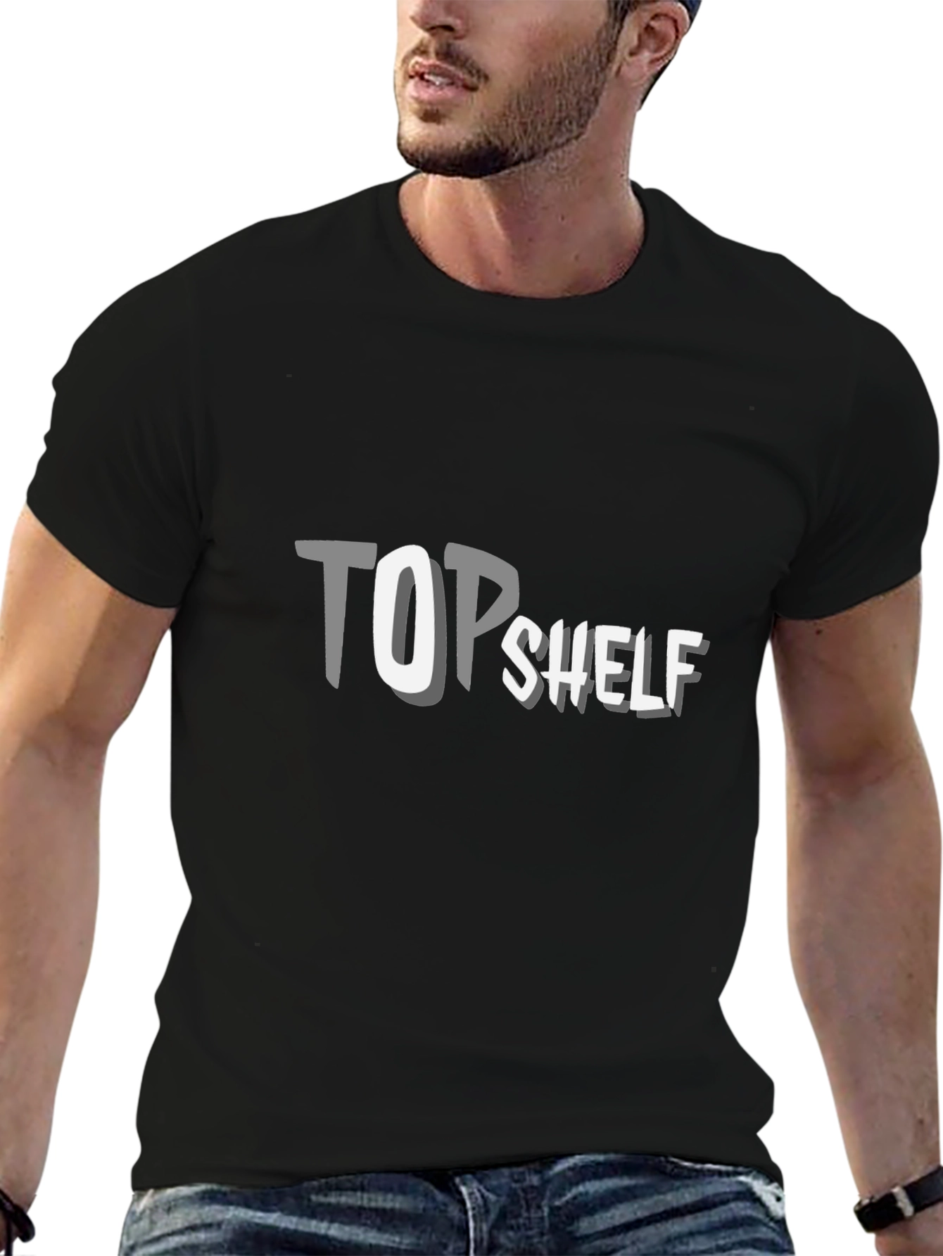 Top Shelf Graphic Tee - Stylish Mens Black T-Shirt