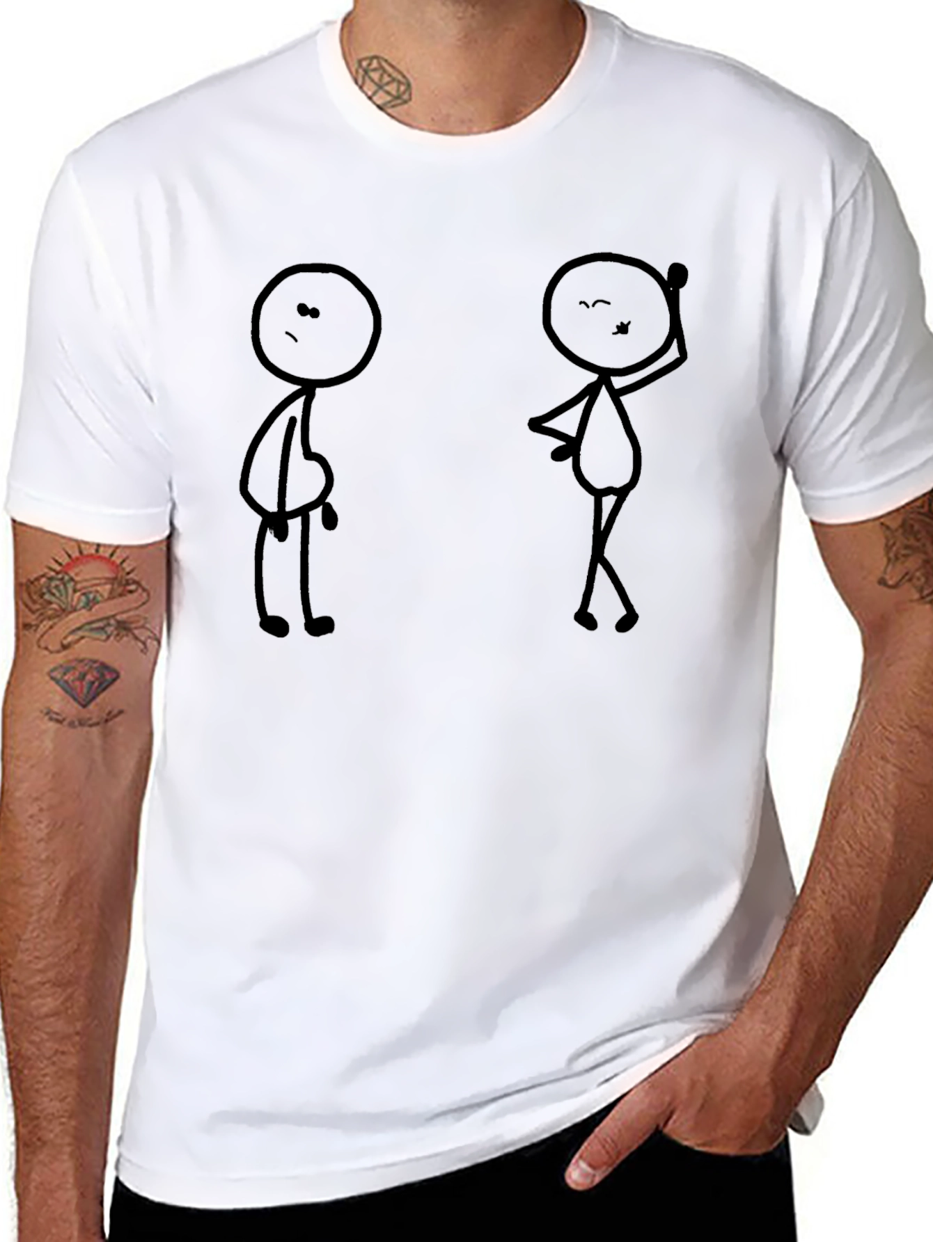 Funny Stick Figure Graphic Black T-Shirt