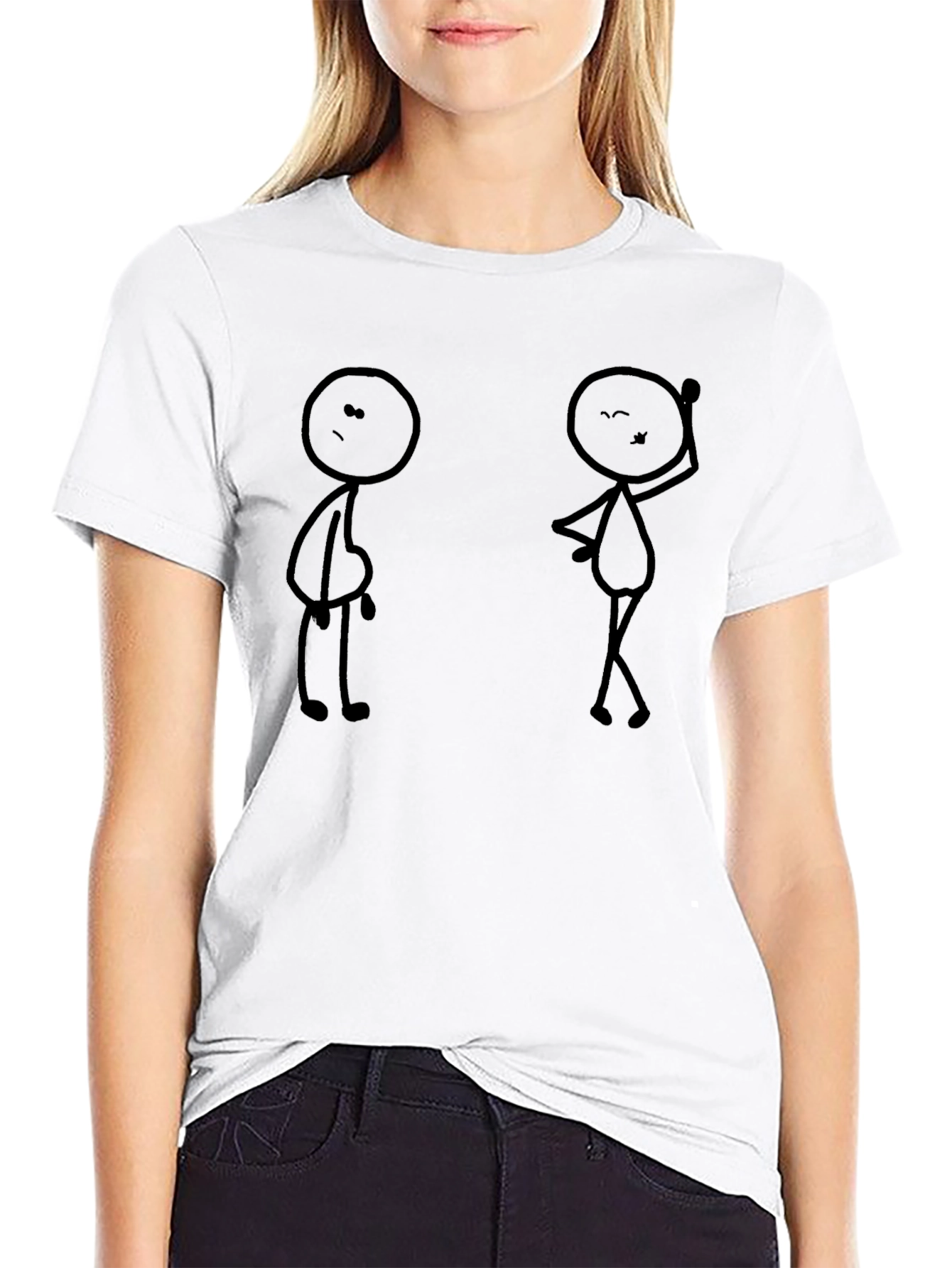 Funny Stick Figure Graphic Black T-Shirt
