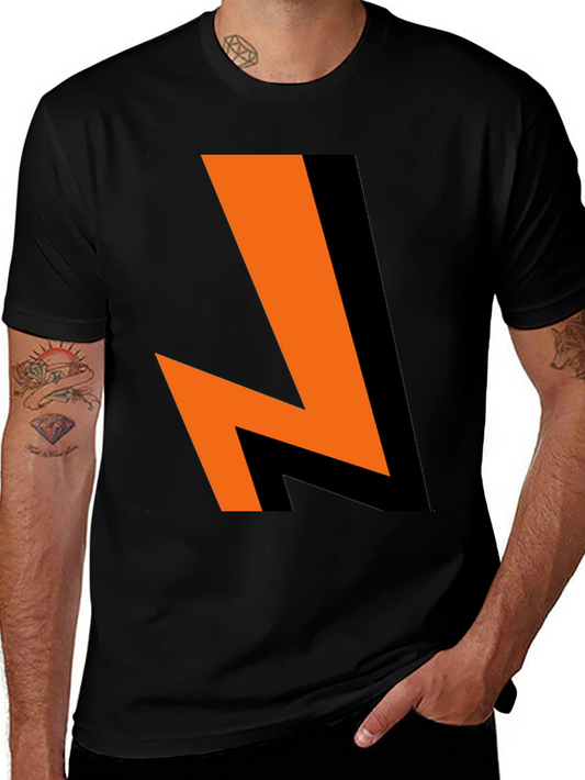 Bold Lightning Bolt Graphic Tee - Black Cotton Blend