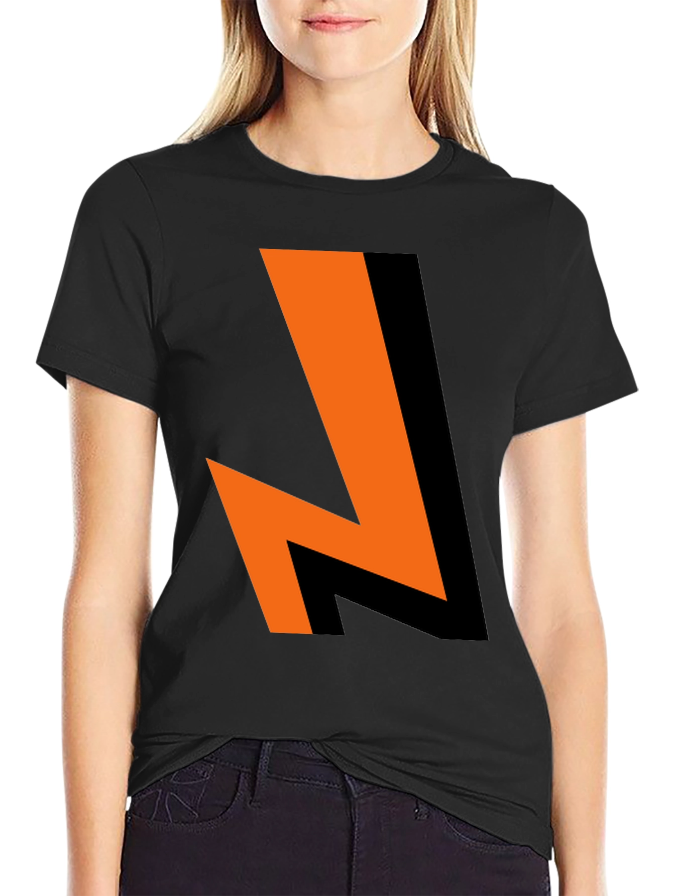 Bold Lightning Bolt Graphic Tee - Black Cotton Blend