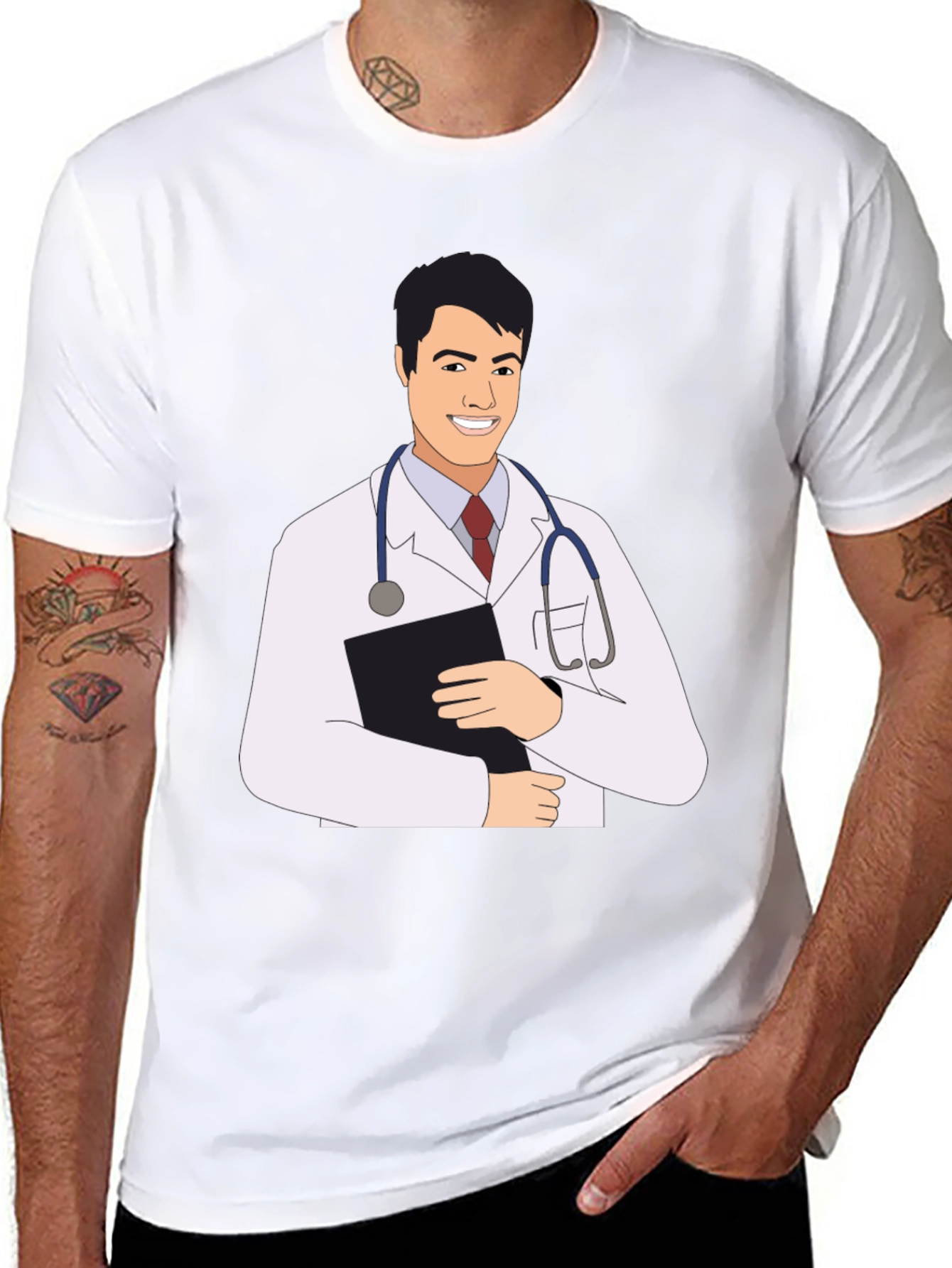 Doctor Cartoon Graphic Tee - Black T-Shirt