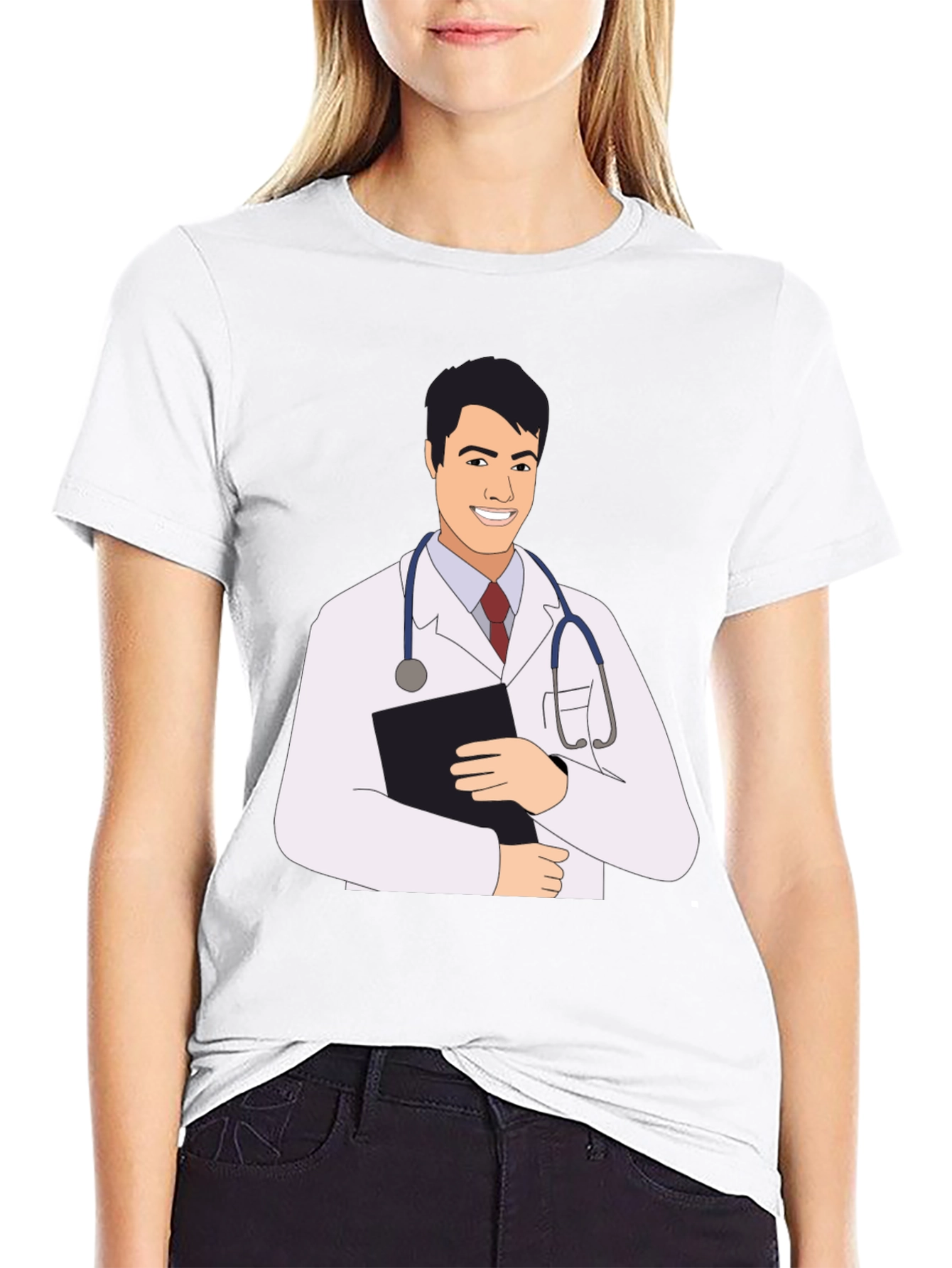 Doctor Cartoon Graphic Tee - Black T-Shirt