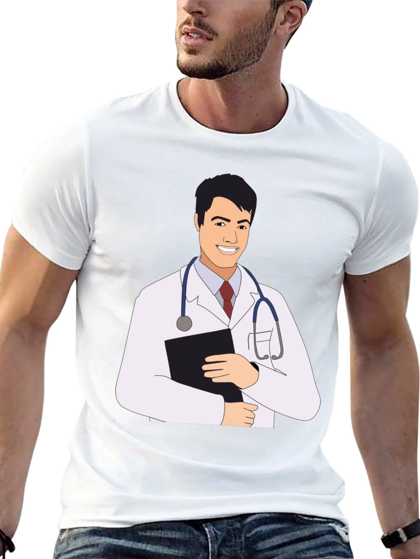 Doctor Cartoon Graphic Tee - Black T-Shirt