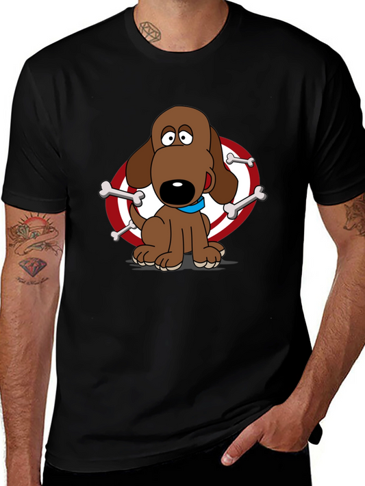 Dog & Bones Graphic Tee - Black Cotton Casual T-Shirt