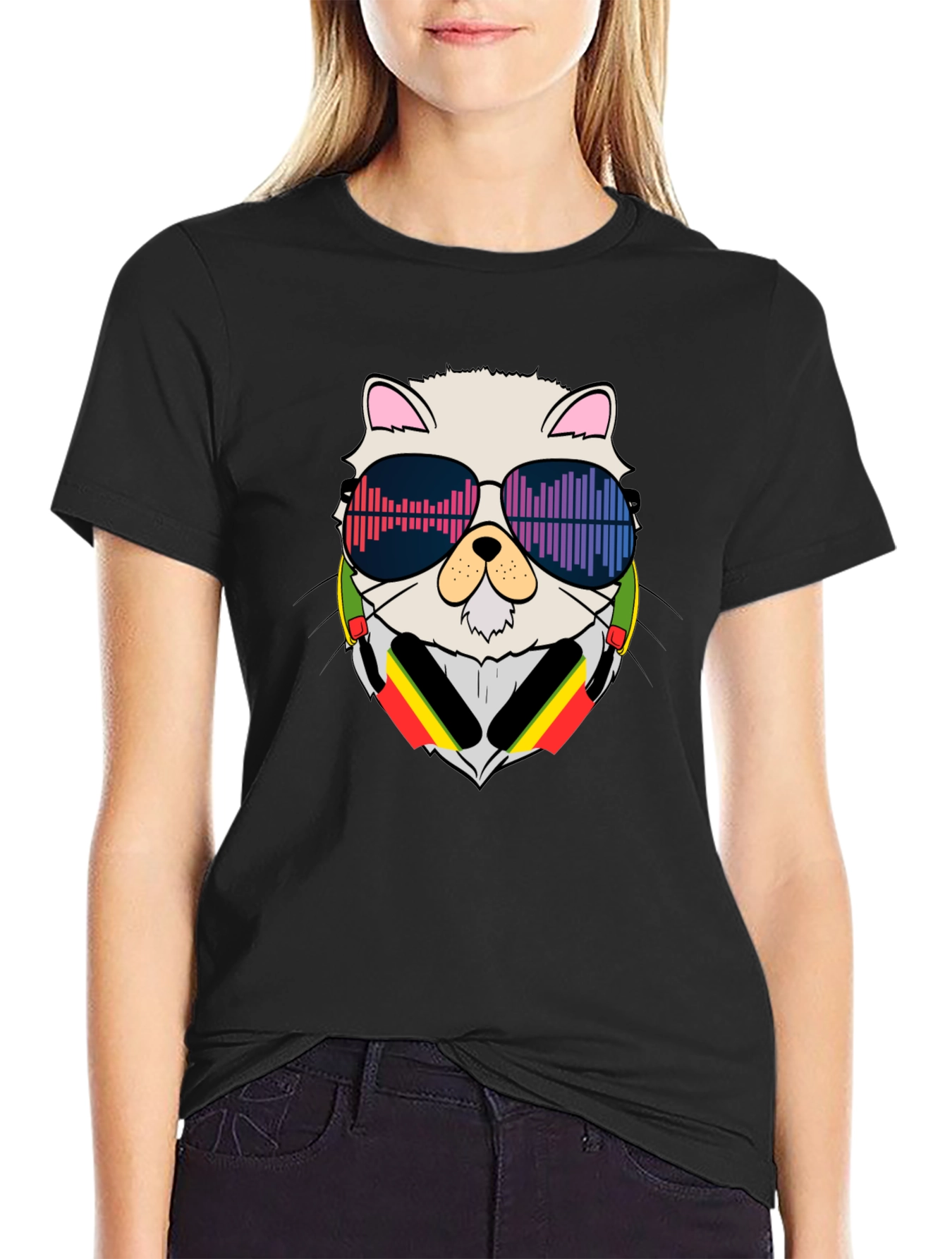 Cool Cat DJ Black T-Shirt