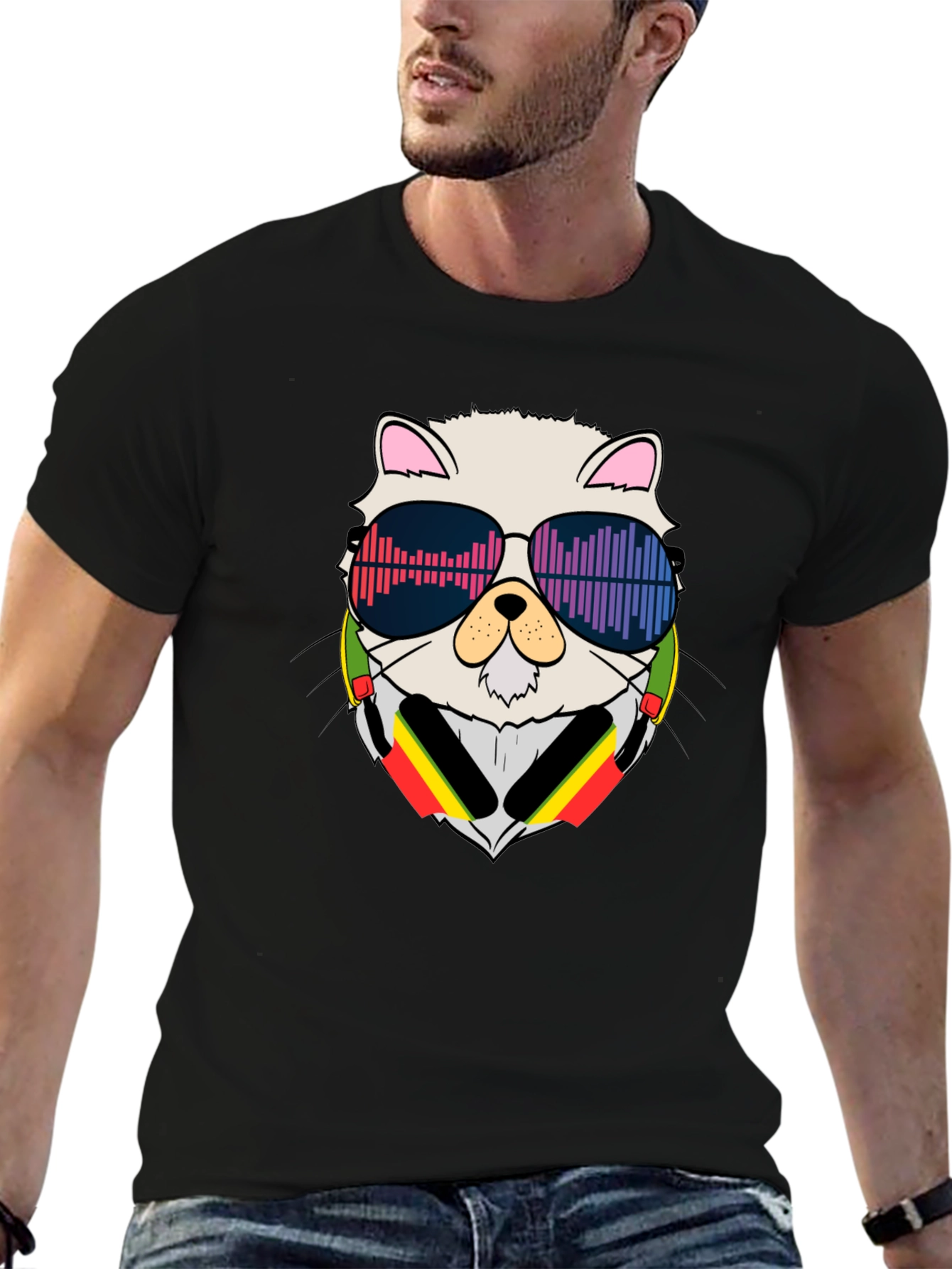 Cool Cat DJ Black T-Shirt