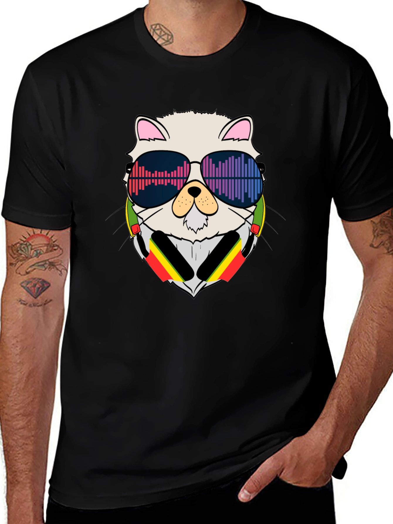 Cool Cat DJ Black T-Shirt