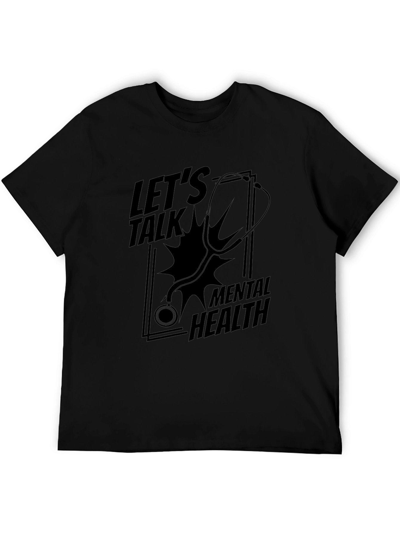 Lets Talk Mental Health Black Graphic T-Shirt