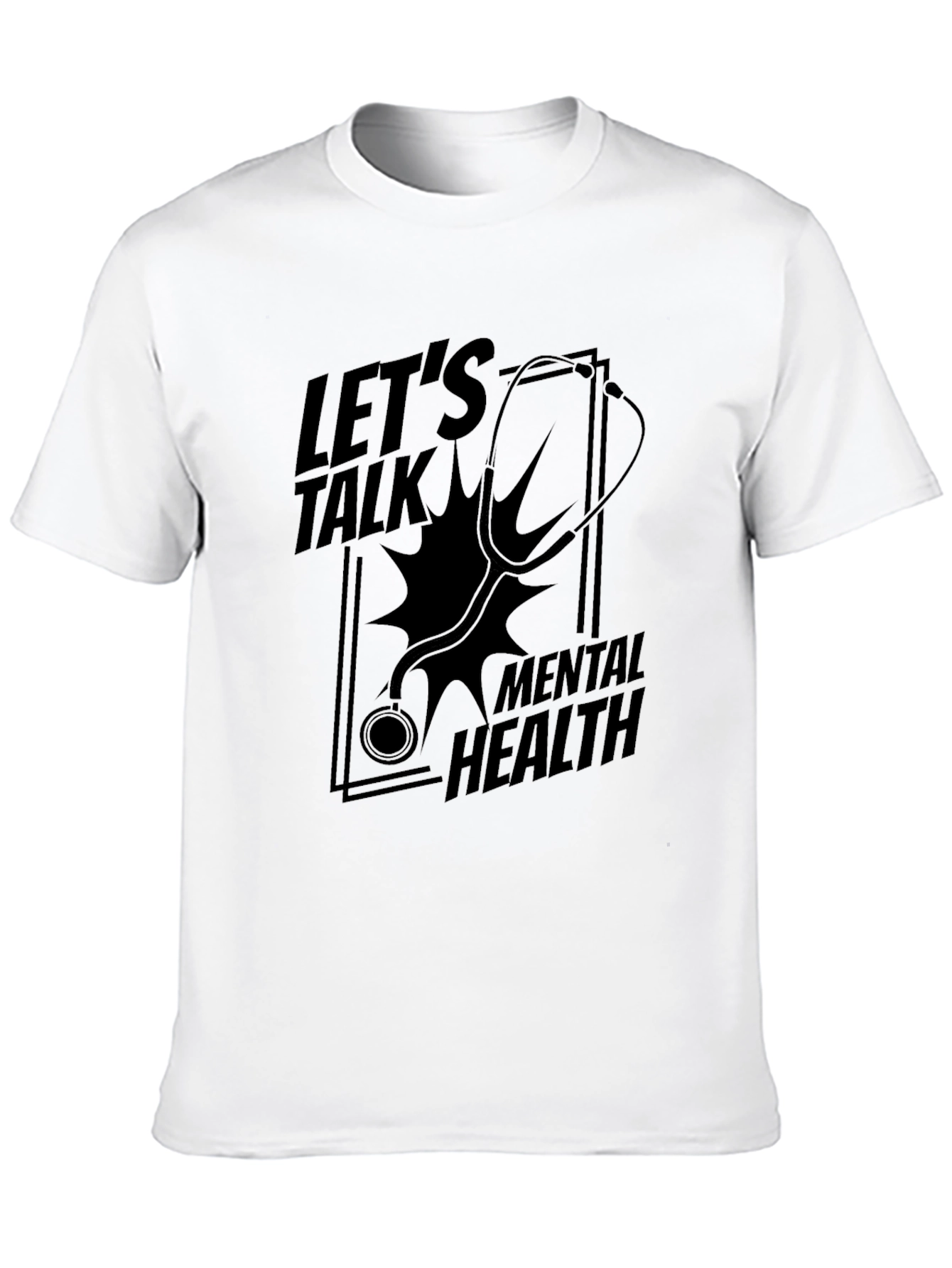 Lets Talk Mental Health Black Graphic T-Shirt