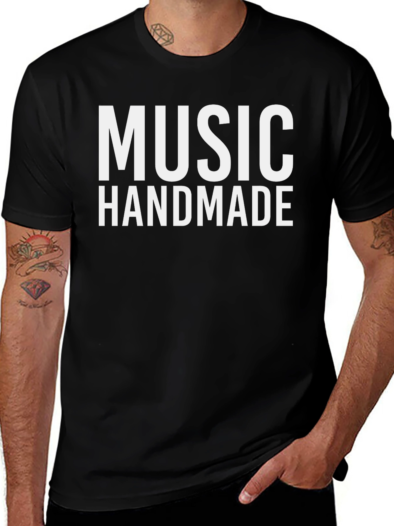 Music Handmade Graphic Tee - Black Cotton T-Shirt
