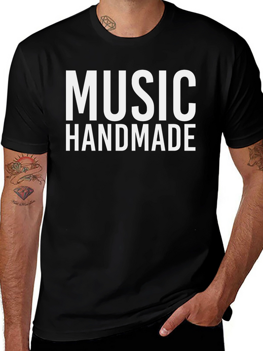 Music Handmade Graphic Tee - Black Cotton T-Shirt