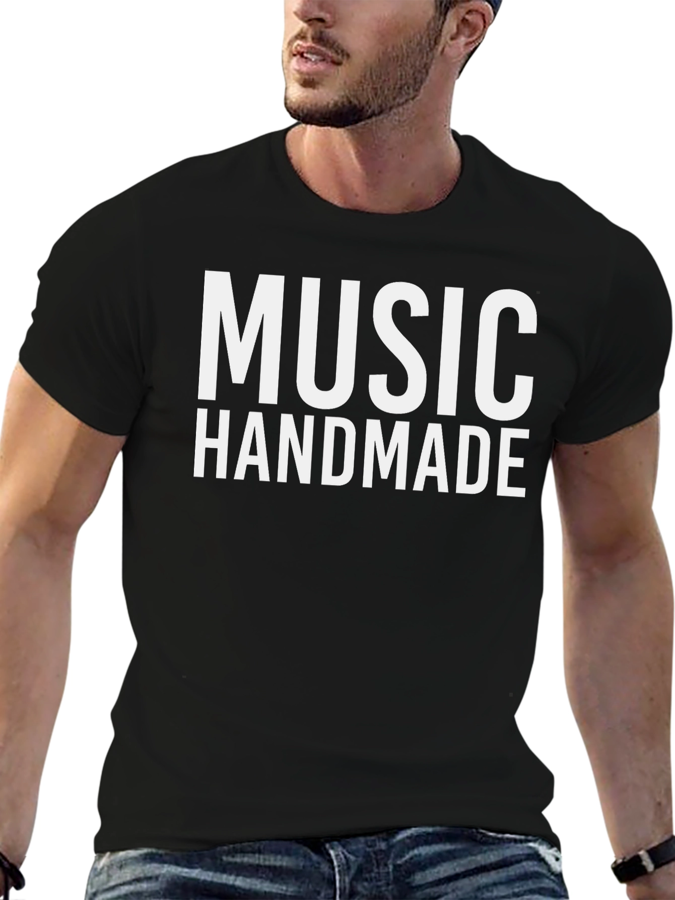 Music Handmade Graphic Tee - Black Cotton T-Shirt