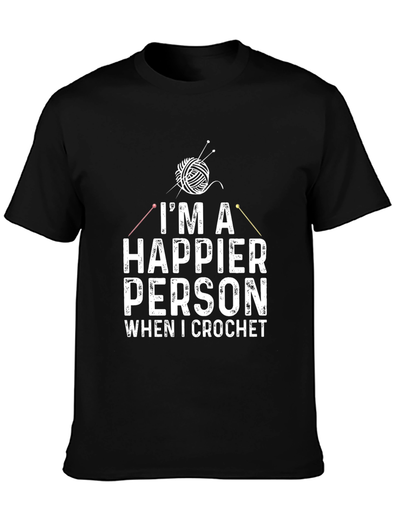 Happier Person Crochet T-Shirt - Black