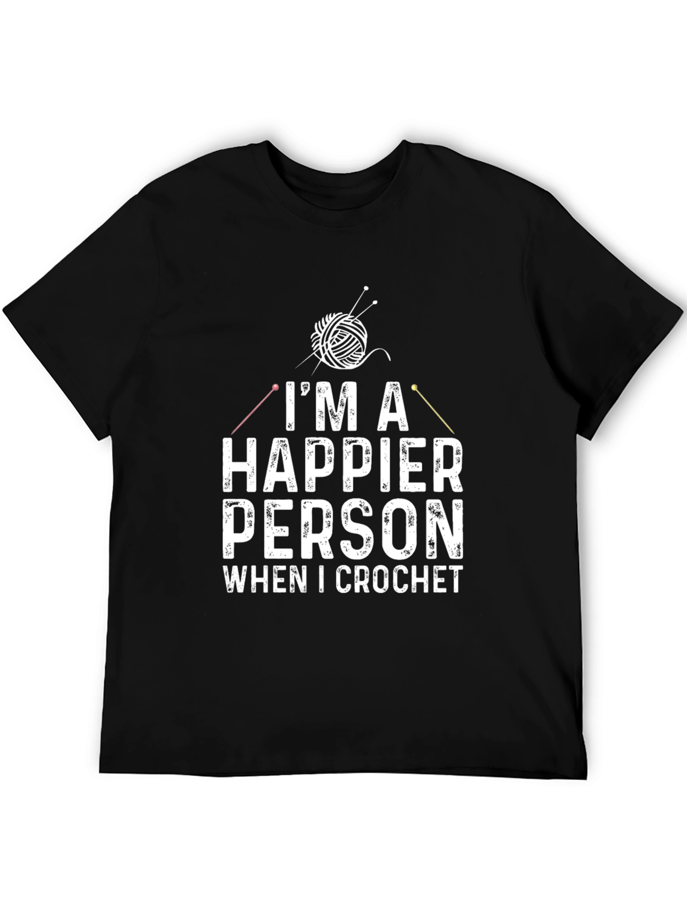 Happier Person Crochet T-Shirt - Black
